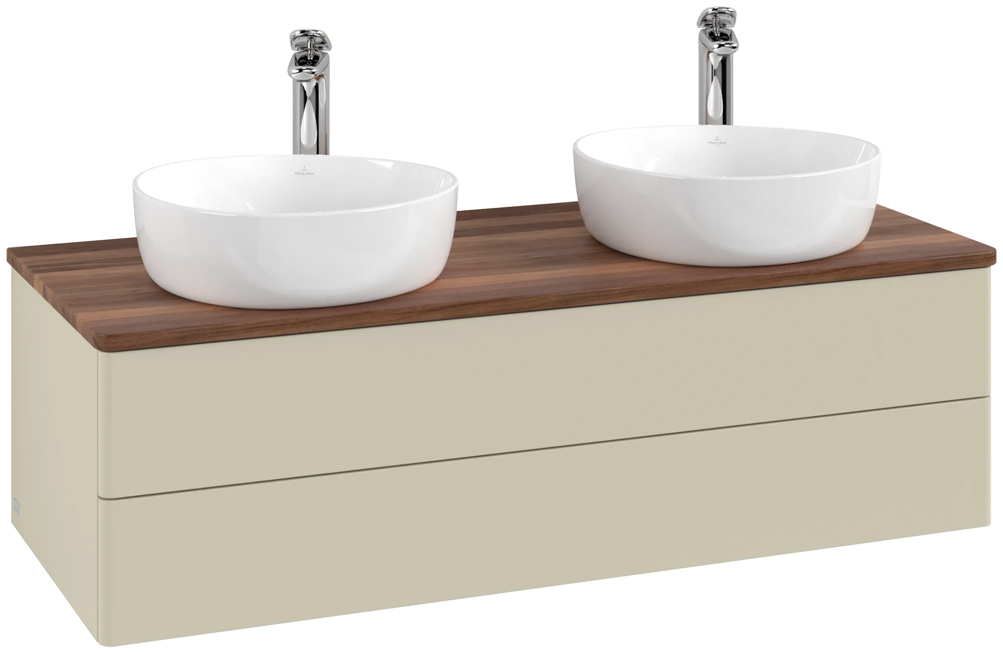 Bild von VILLEROY BOCH Antao Waschbeckenunterschrank, 2 Auszüge, 1200 x 360 x 500 mm, Front ohne Struktur, Silk Grey Matt Lacquer / Warm Walnut #K24052HJ