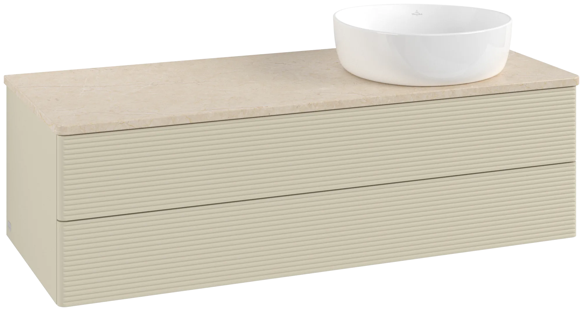 Bild von VILLEROY BOCH Antao Waschbeckenunterschrank, 2 Auszüge, 1200 x 360 x 500 mm, Front mit Struktur, Silk Grey Matt Lacquer / Botticino #K23113HJ