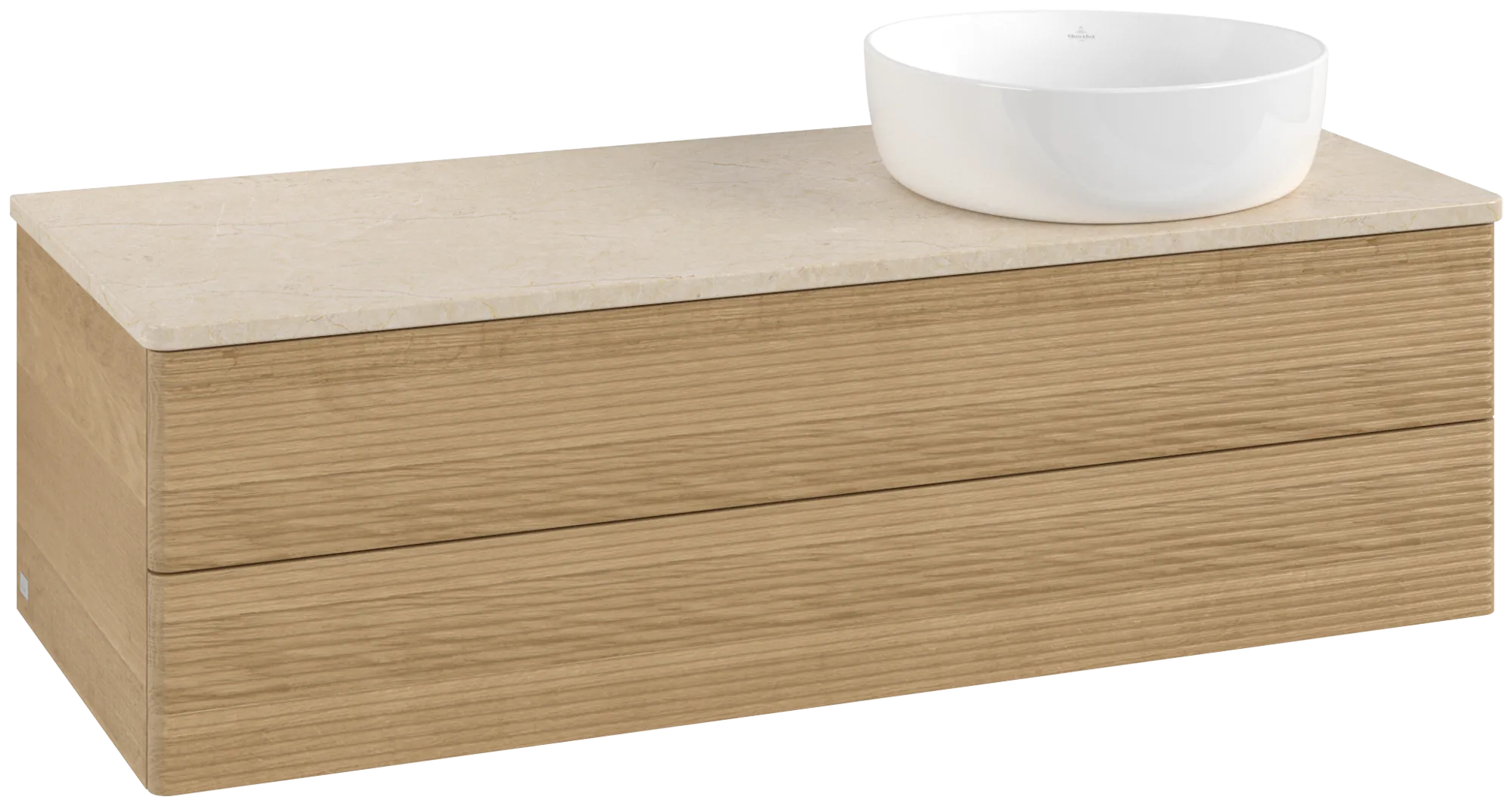 Bild von VILLEROY BOCH Antao Waschbeckenunterschrank, 2 Auszüge, 1200 x 360 x 500 mm, Front mit Struktur, Honey Oak / Botticino #K23113HN