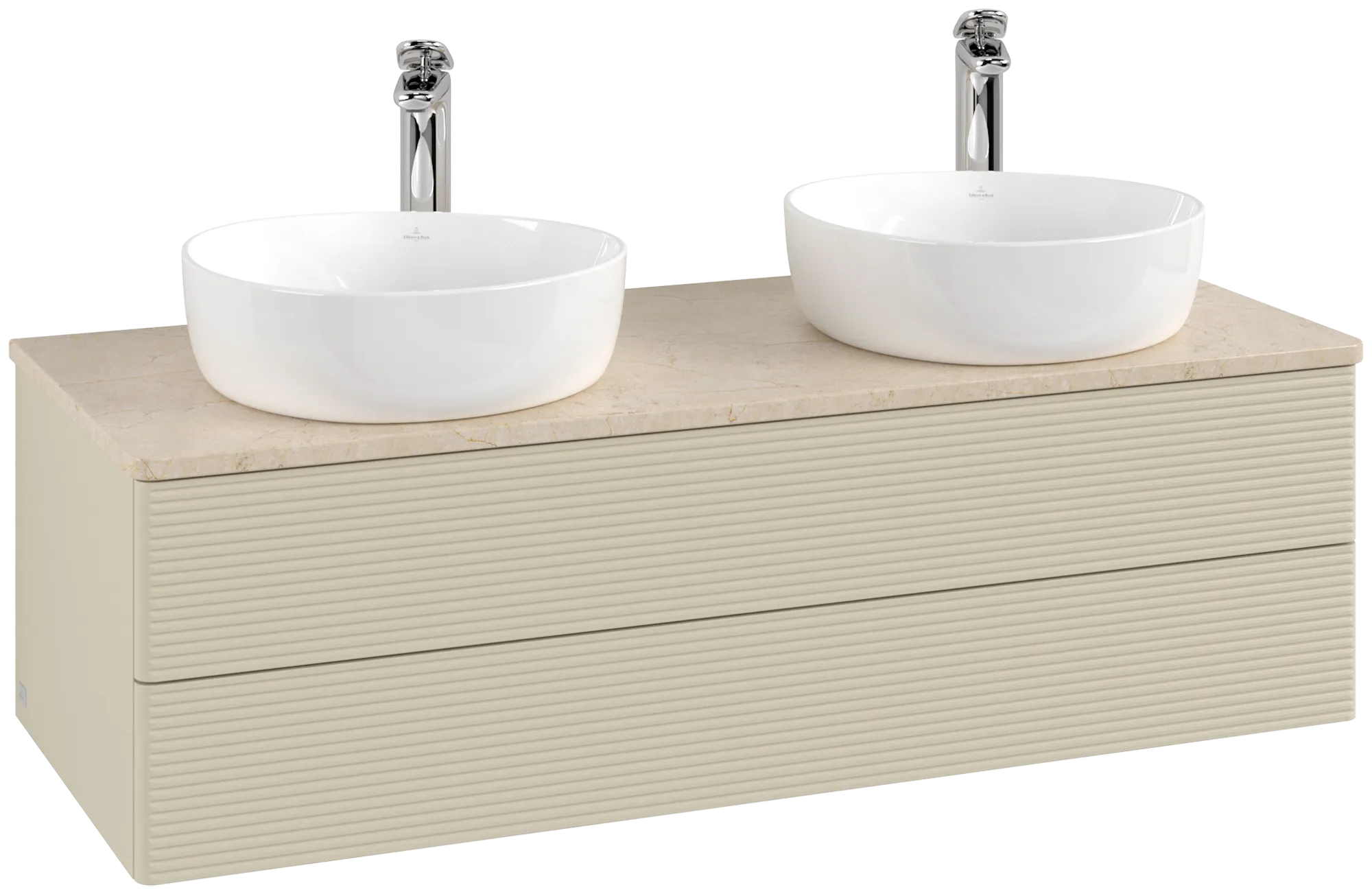 Bild von VILLEROY BOCH Antao Waschbeckenunterschrank, 2 Auszüge, 1200 x 360 x 500 mm, Front mit Struktur, Silk Grey Matt Lacquer / Botticino #K24153HJ