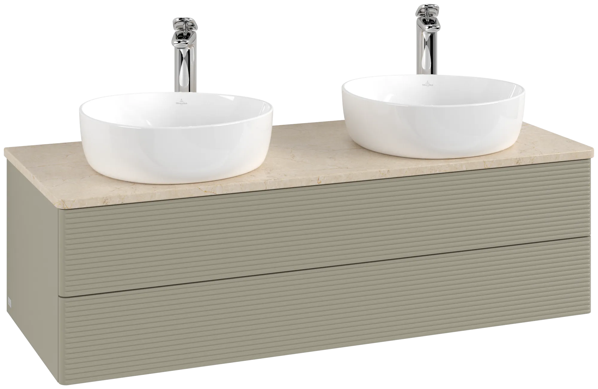 Bild von VILLEROY BOCH Antao Waschbeckenunterschrank, 2 Auszüge, 1200 x 360 x 500 mm, Front mit Struktur, Stone Grey Matt Lacquer / Botticino #K24153HK