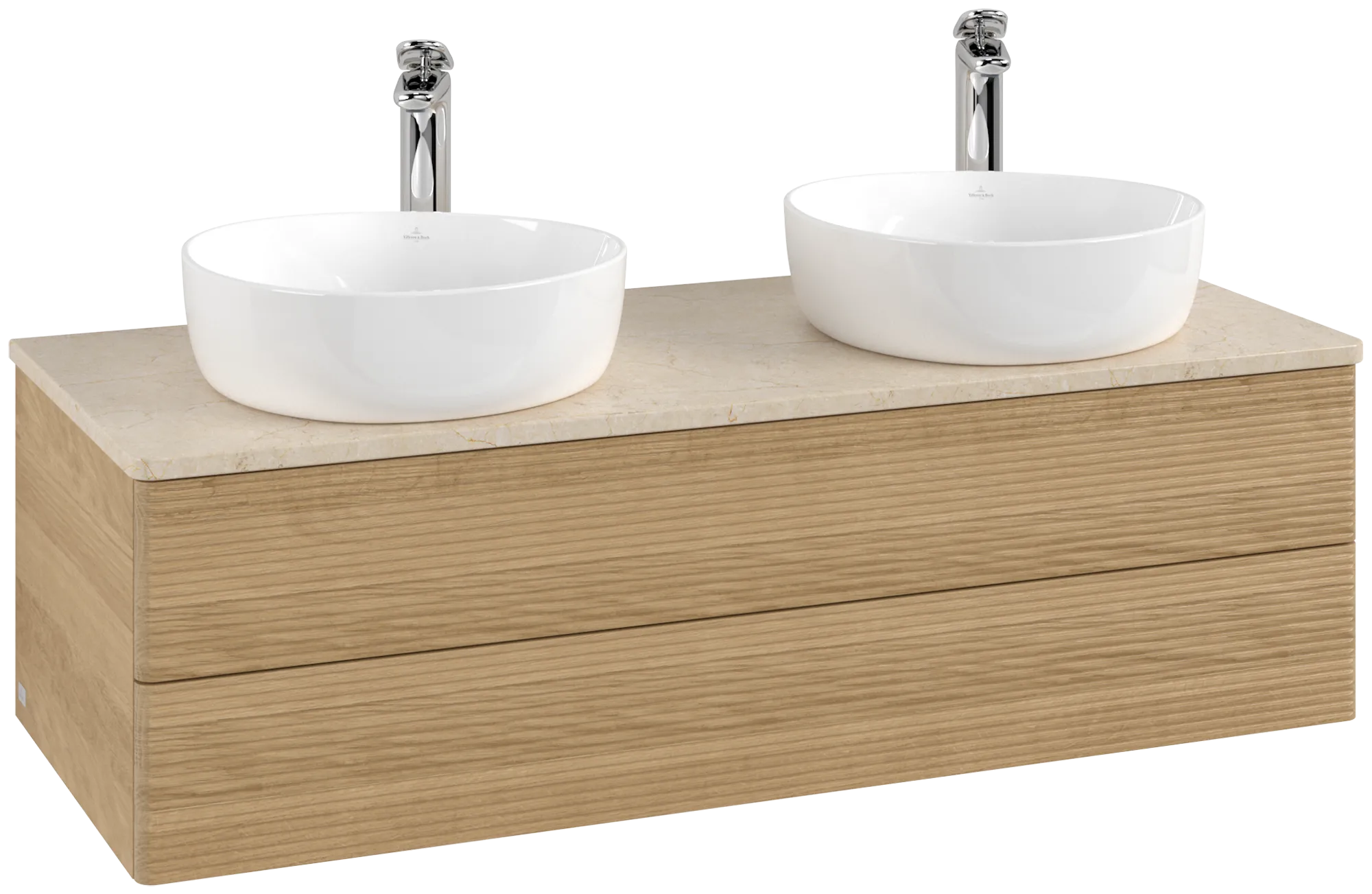 Bild von VILLEROY BOCH Antao Waschbeckenunterschrank, 2 Auszüge, 1200 x 360 x 500 mm, Front mit Struktur, Honey Oak / Botticino #K24153HN