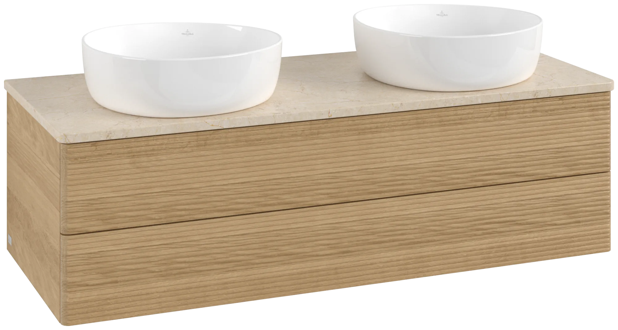 Bild von VILLEROY BOCH Antao Waschbeckenunterschrank, 2 Auszüge, 1200 x 360 x 500 mm, Front mit Struktur, Honey Oak / Botticino #K24113HN