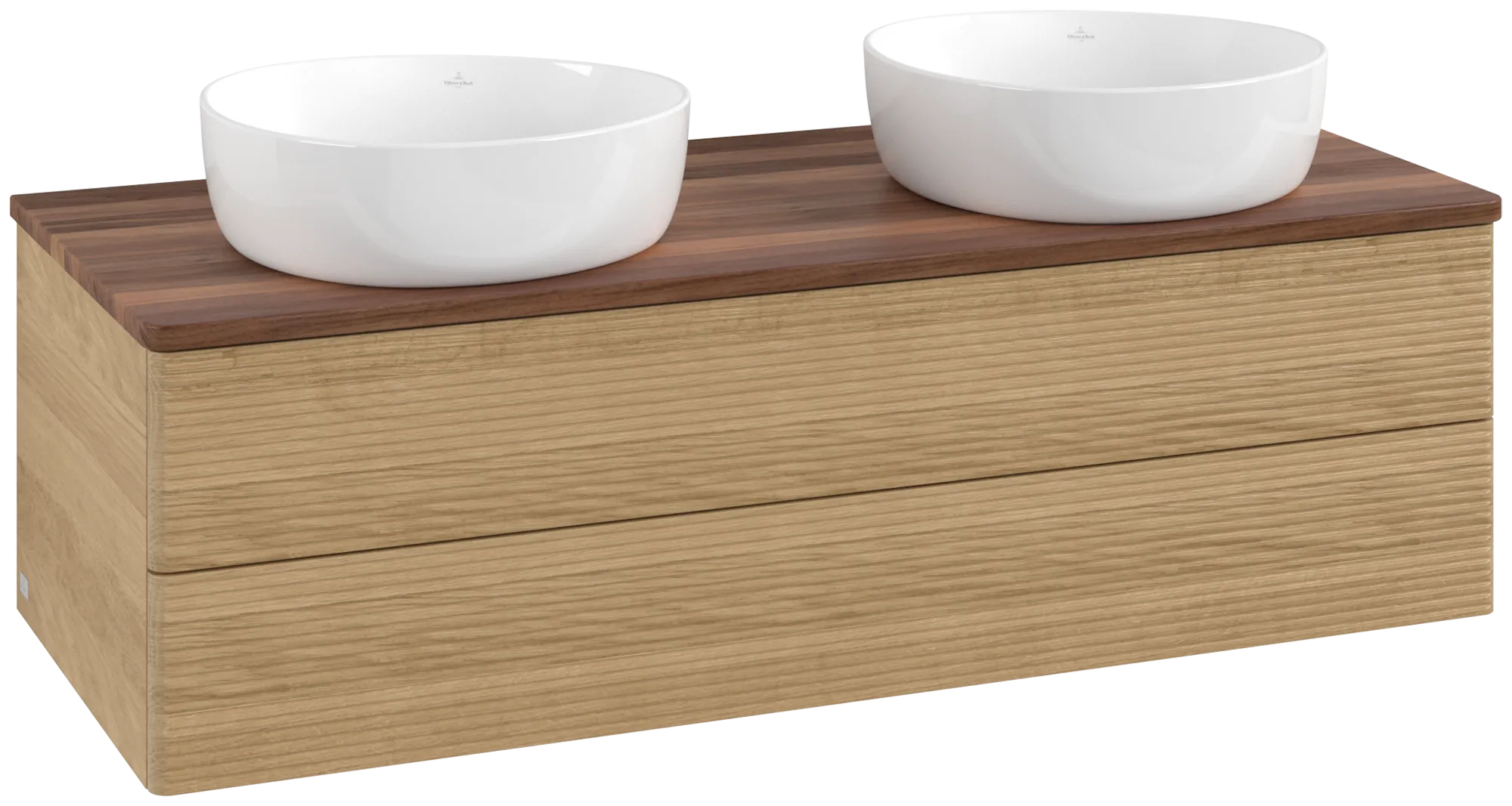 Bild von VILLEROY BOCH Antao Waschbeckenunterschrank, 2 Auszüge, 1200 x 360 x 500 mm, Front mit Struktur, Honey Oak / Warm Walnut #K24112HN