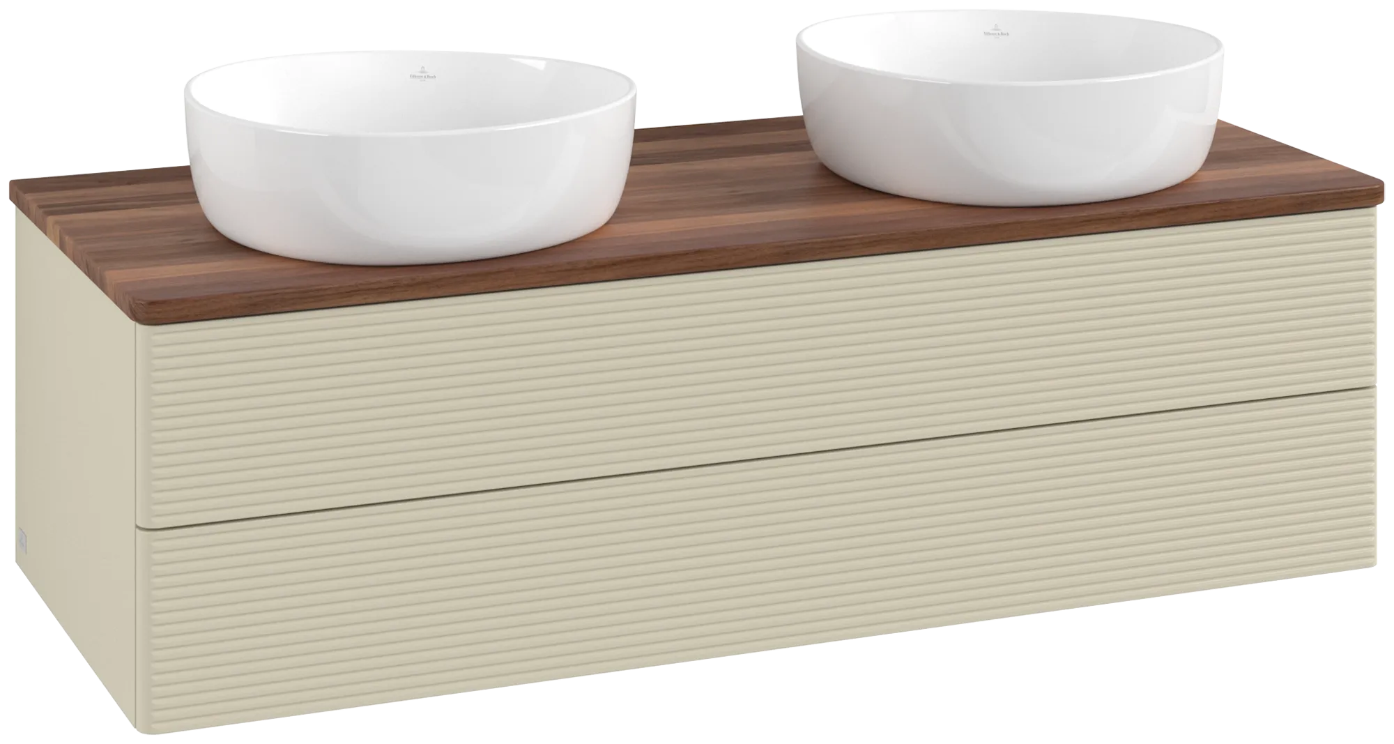 Bild von VILLEROY BOCH Antao Waschbeckenunterschrank, 2 Auszüge, 1200 x 360 x 500 mm, Front mit Struktur, Silk Grey Matt Lacquer / Warm Walnut #K24112HJ