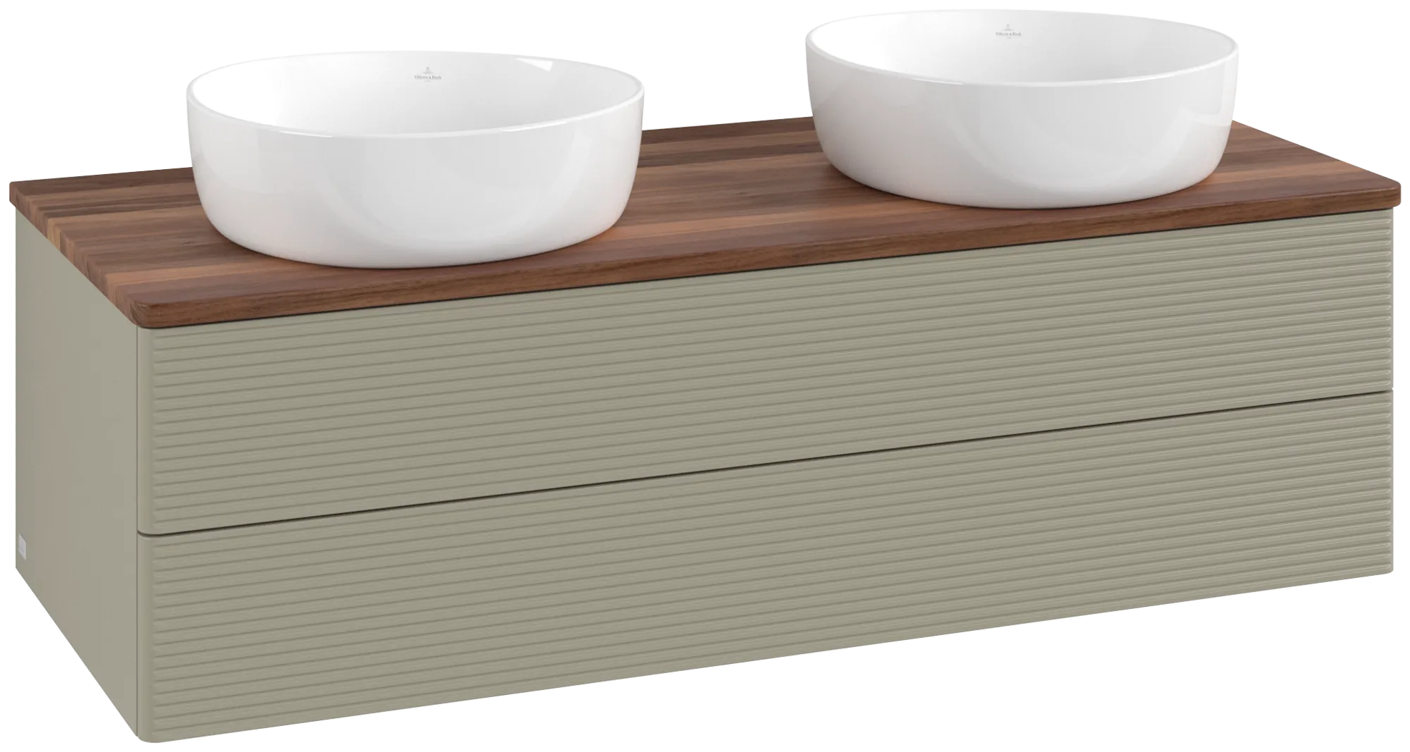 Bild von VILLEROY BOCH Antao Waschbeckenunterschrank, 2 Auszüge, 1200 x 360 x 500 mm, Front mit Struktur, Stone Grey Matt Lacquer / Warm Walnut #K24112HK