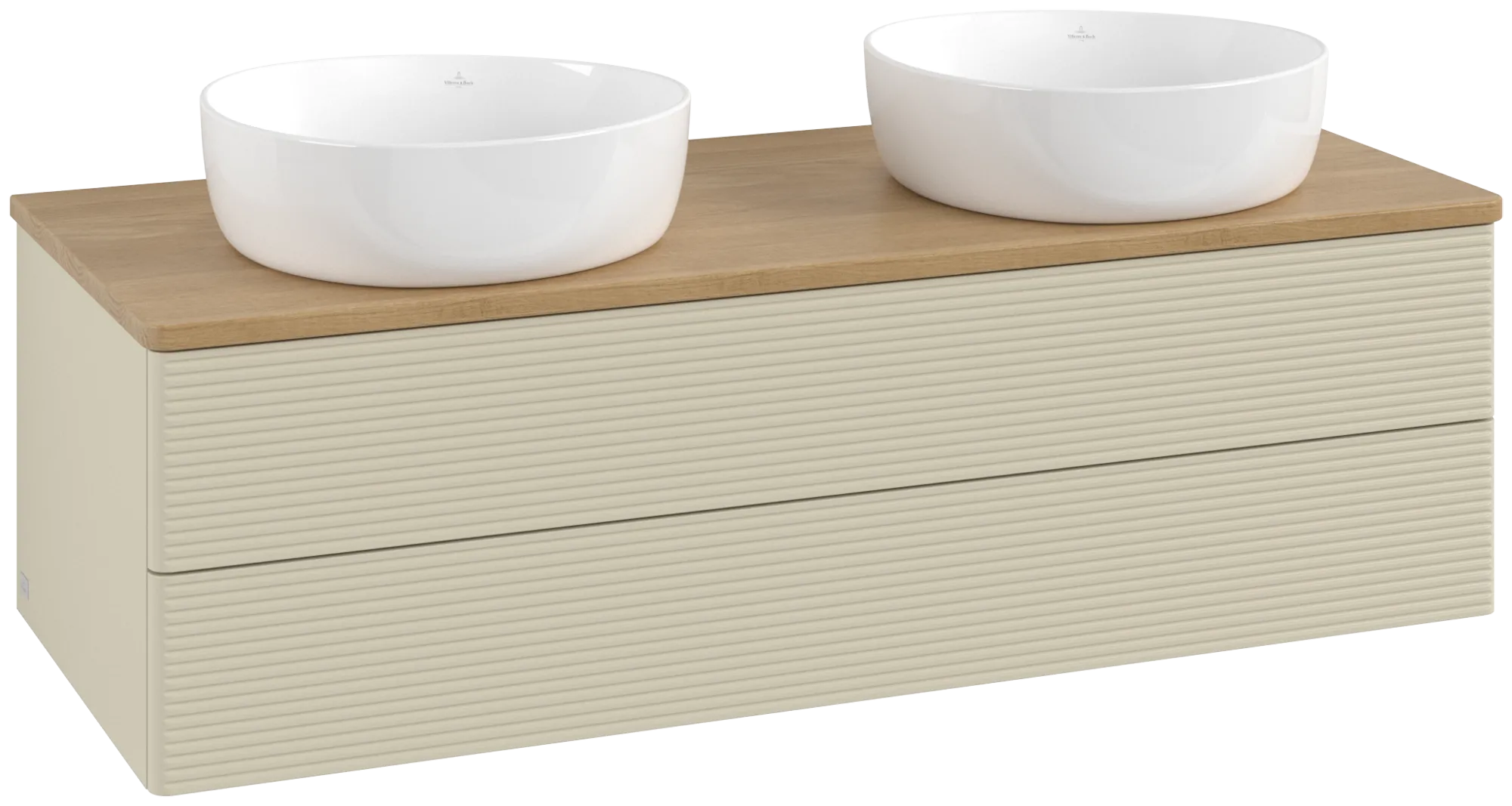 Bild von VILLEROY BOCH Antao Waschbeckenunterschrank, 2 Auszüge, 1200 x 360 x 500 mm, Front mit Struktur, Silk Grey Matt Lacquer / Honey Oak #K24111HJ