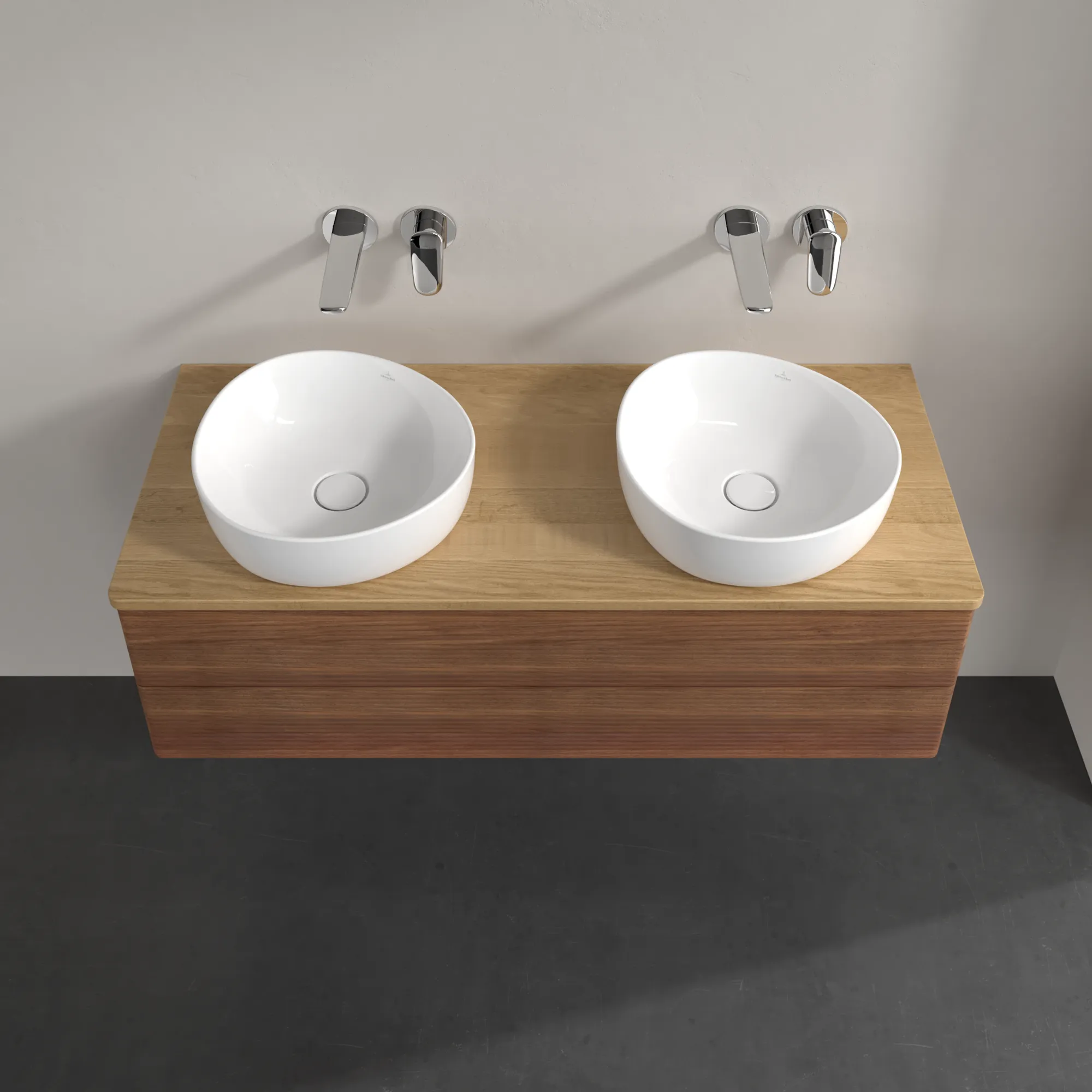 Bild von VILLEROY BOCH Antao Waschbeckenunterschrank, 2 Auszüge, 1200 x 360 x 500 mm, Front mit Struktur, Warm Walnut / Honey Oak #K24111HM