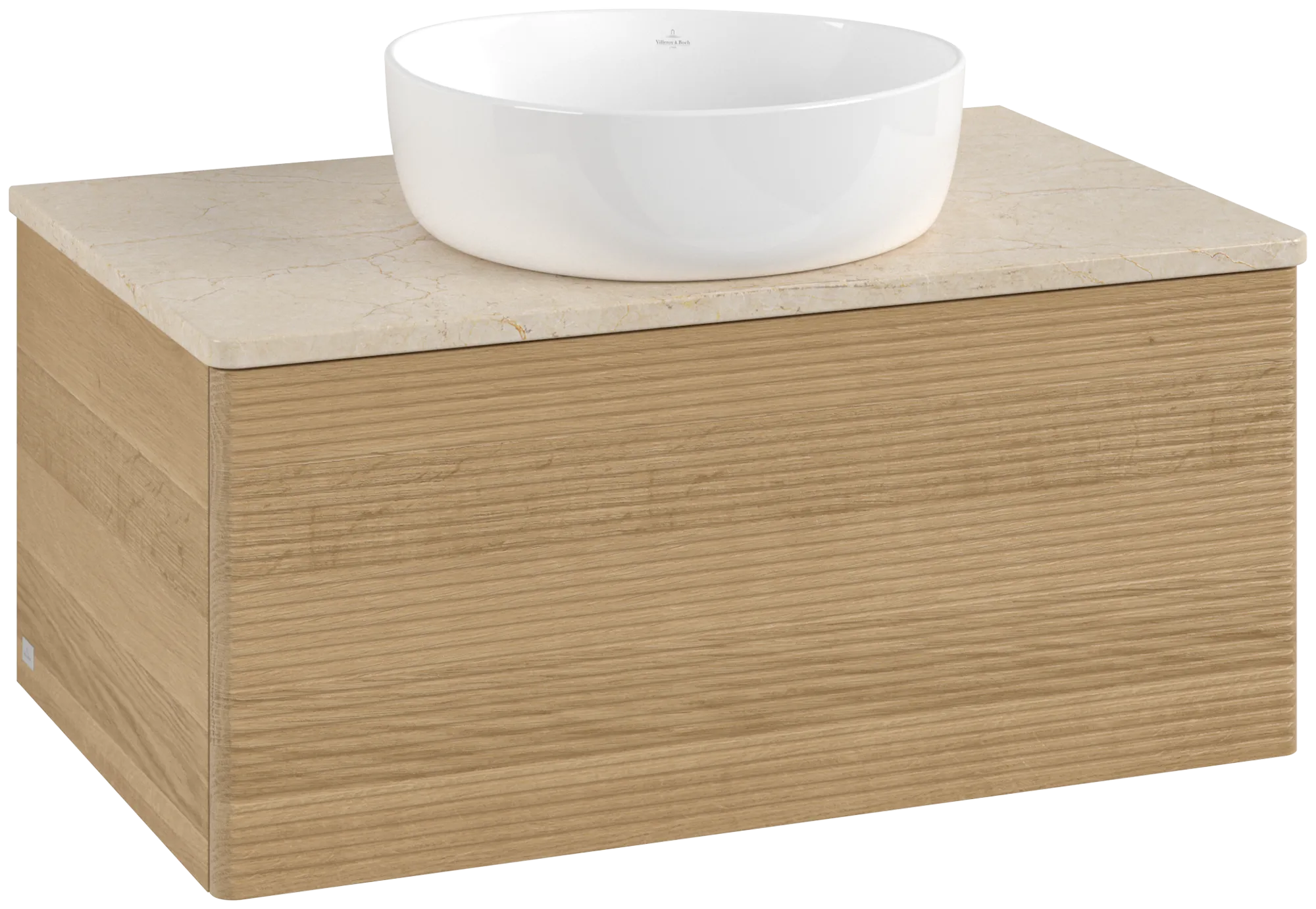 Bild von VILLEROY BOCH Antao Waschbeckenunterschrank, 1 Auszug, 800 x 360 x 500 mm, Front mit Struktur, Honey Oak / Botticino #K30113HN