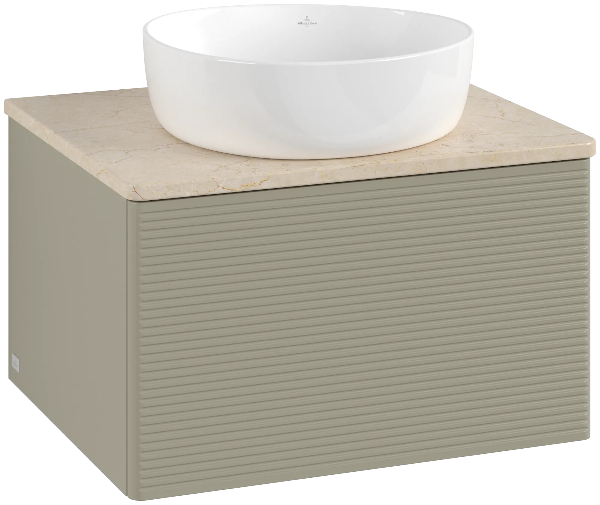 Bild von VILLEROY BOCH Antao Waschbeckenunterschrank, 1 Auszug, 600 x 360 x 500 mm, Front mit Struktur, Stone Grey Matt Lacquer / Botticino #K29113HK