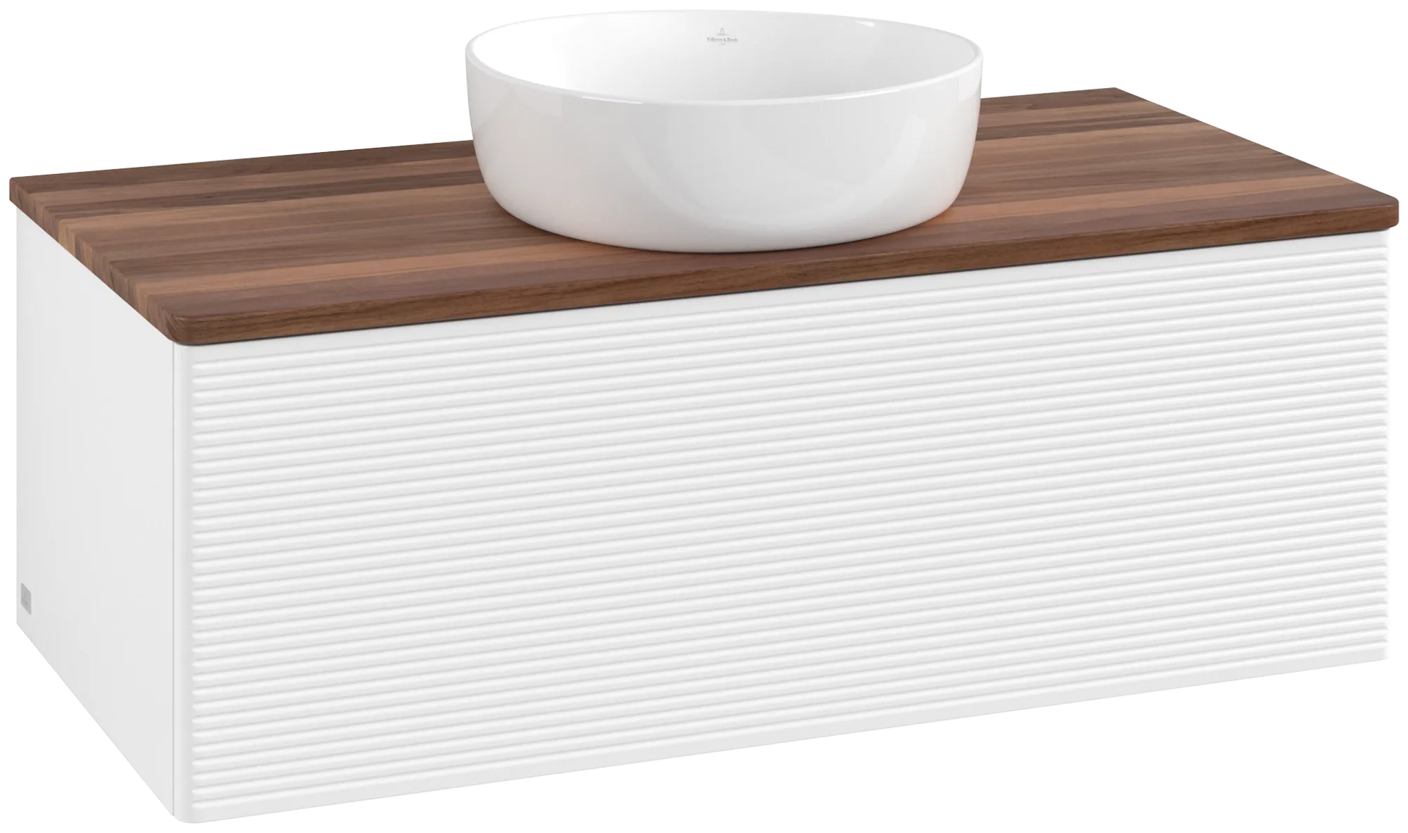 Obrázek VILLEROY BOCH Antao Vanity unit, 1 pull-out compartment, 1000 x 360 x 500 mm, Front with grain texture, White Matt Lacquer / Warm Walnut #K31112MT