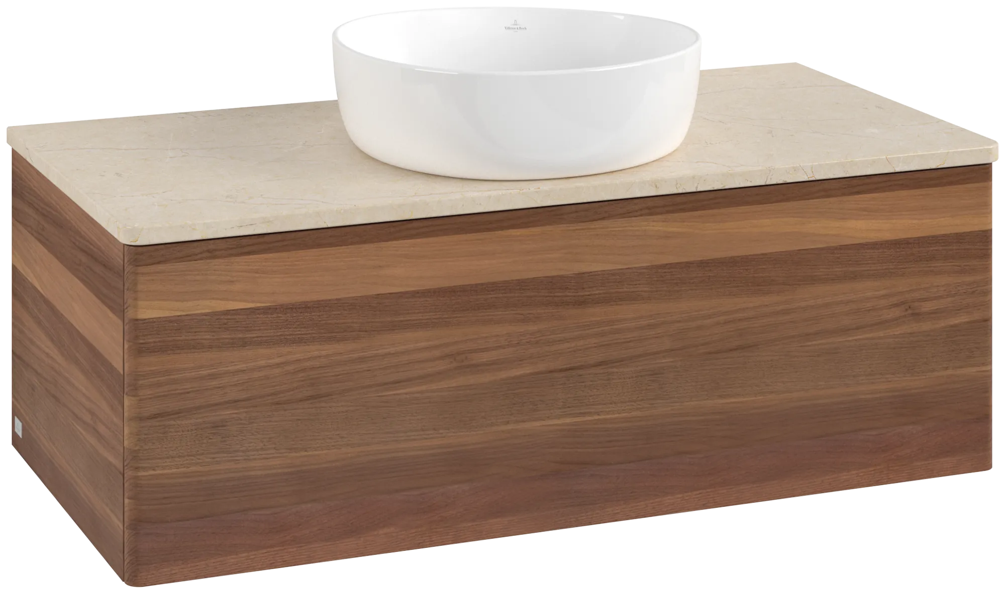 Bild von VILLEROY BOCH Antao Waschbeckenunterschrank, 1 Auszug, 1000 x 360 x 500 mm, Front ohne Struktur, Warm Walnut / Botticino #K31013HM
