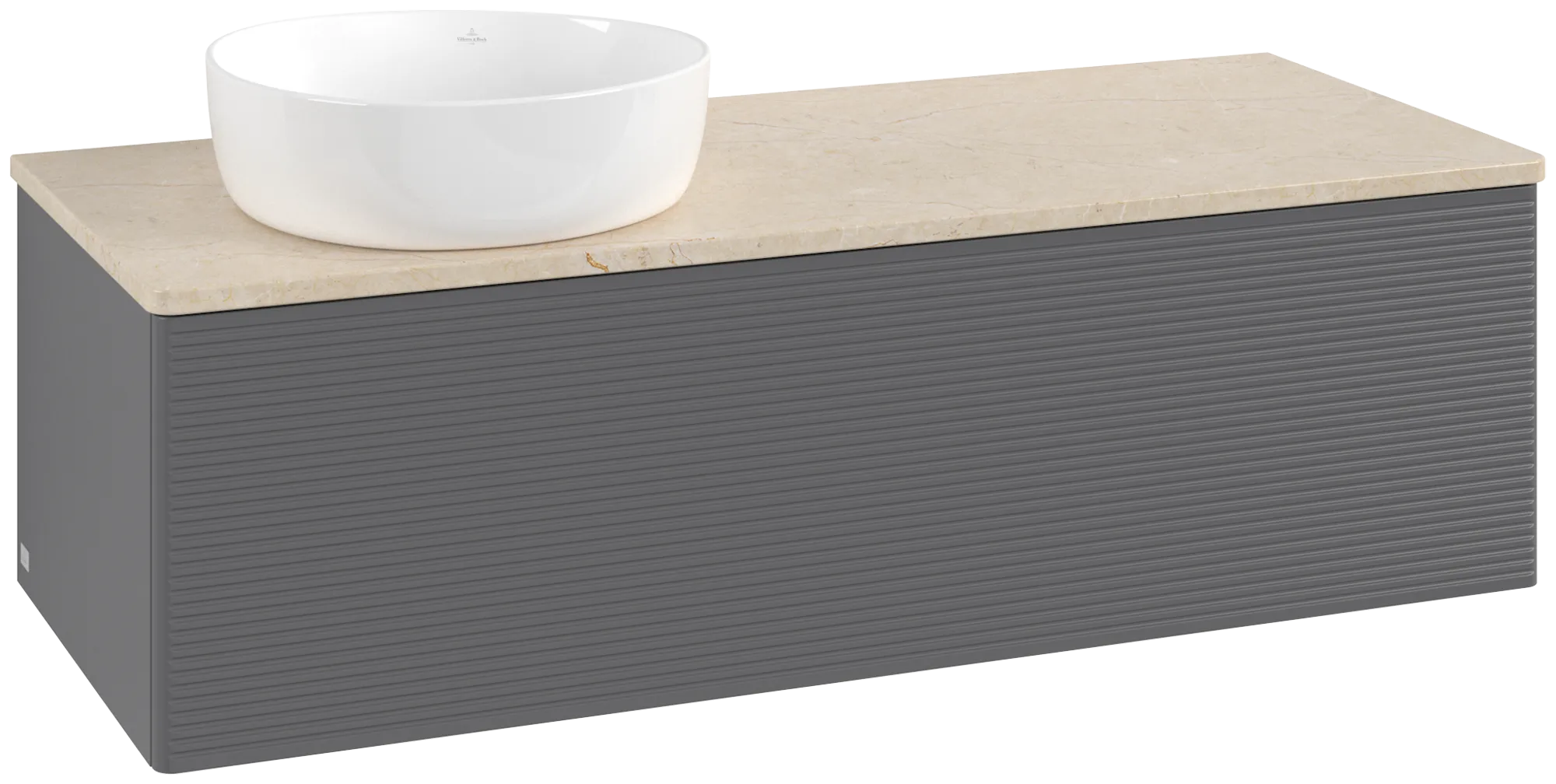 Bild von VILLEROY BOCH Antao Waschbeckenunterschrank, 1 Auszug, 1200 x 360 x 500 mm, Front mit Struktur, Anthracite Matt Lacquer / Botticino #K33113GK