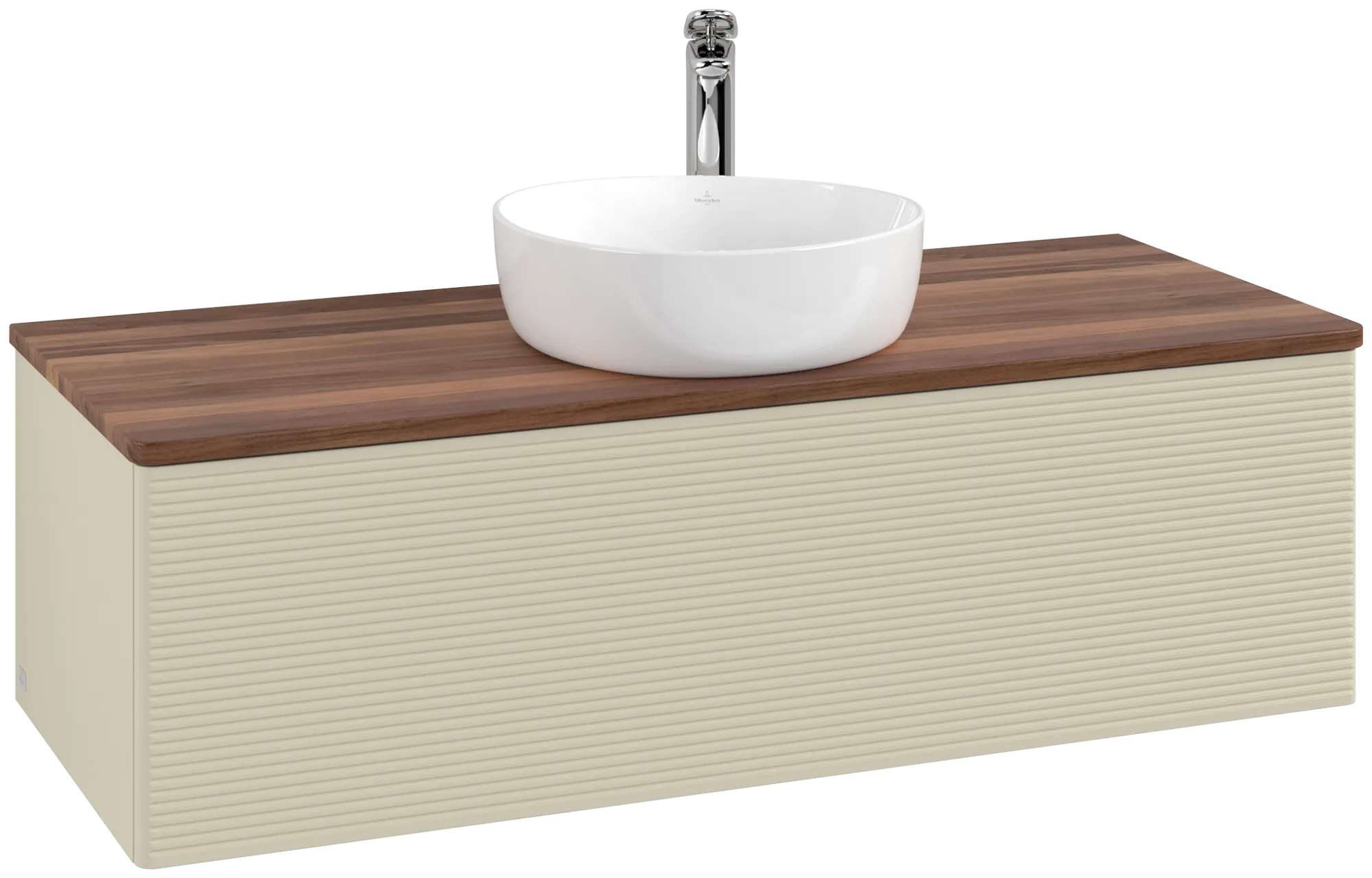 Bild von VILLEROY BOCH Antao Waschbeckenunterschrank, 1 Auszug, 1200 x 360 x 500 mm, Front mit Struktur, Silk Grey Matt Lacquer / Warm Walnut #K32152HJ