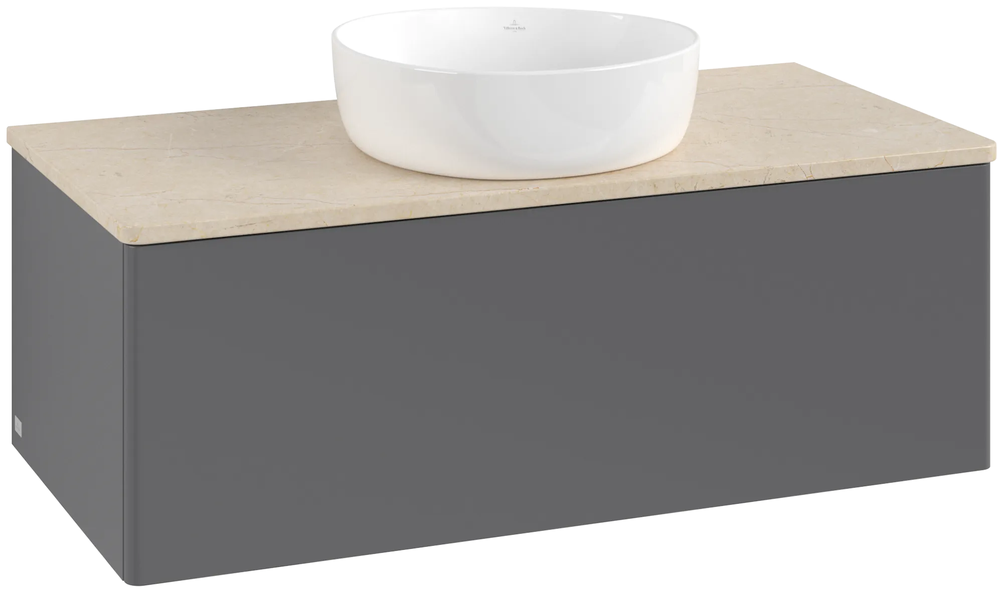 Obrázek VILLEROY BOCH Antao Vanity unit, 1 pull-out compartment, 1000 x 360 x 500 mm, Front without structure, Anthracite Matt Lacquer / Botticino #K31013GK