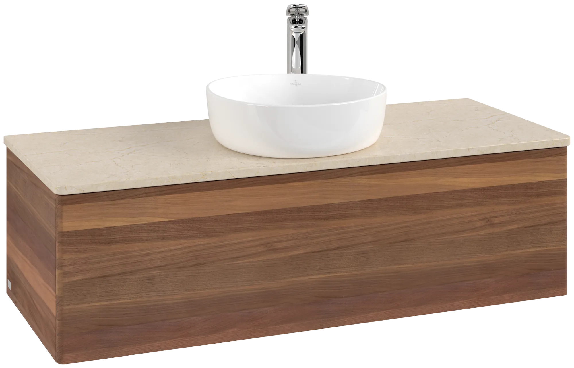 Bild von VILLEROY BOCH Antao Waschbeckenunterschrank, 1 Auszug, 1200 x 360 x 500 mm, Front ohne Struktur, Warm Walnut / Botticino #K32053HM