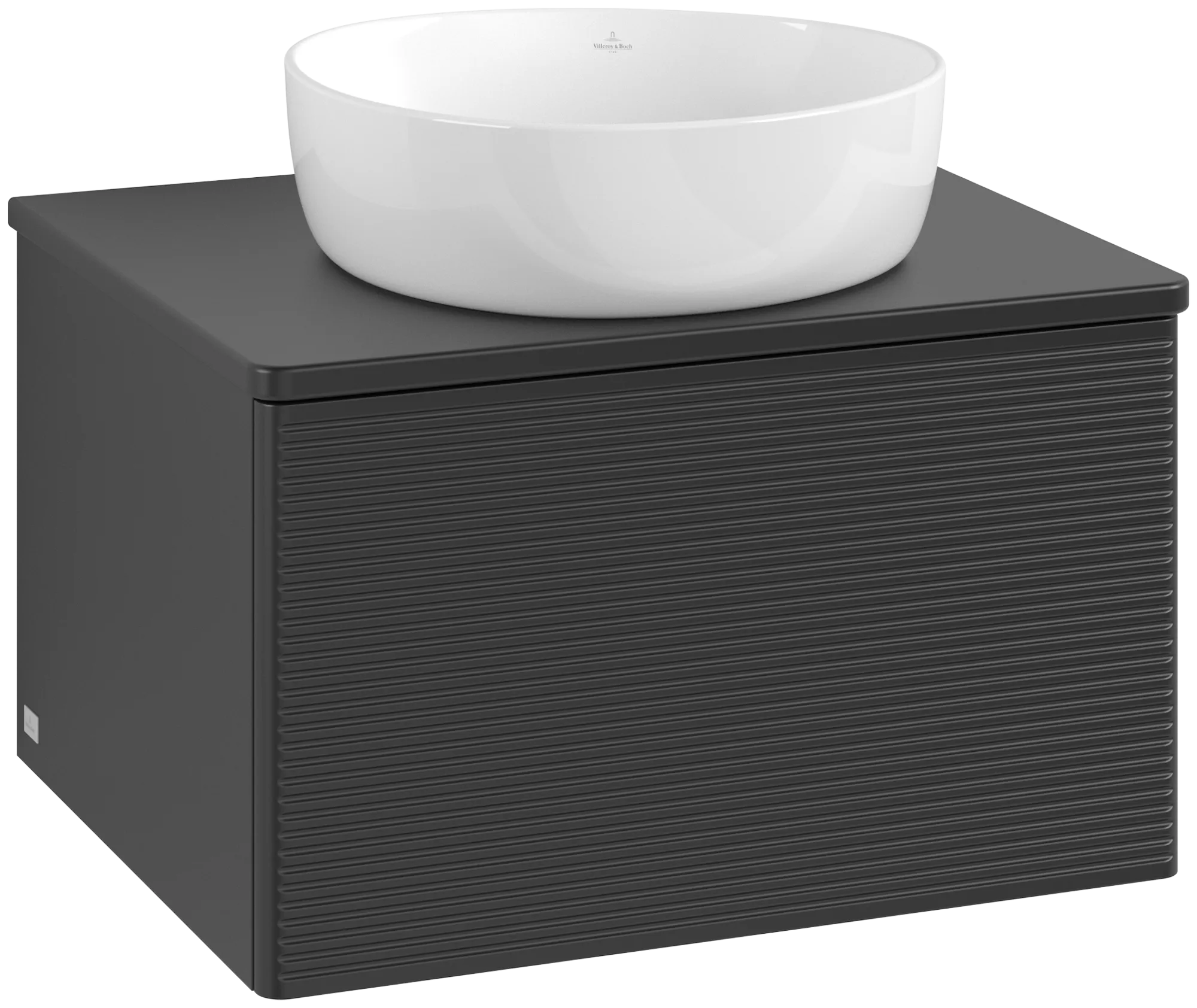 Bild von VILLEROY BOCH Antao Waschbeckenunterschrank, 1 Auszug, 600 x 360 x 500 mm, Front mit Struktur, Black Matt Lacquer / Black Matt Lacquer #K29150PD