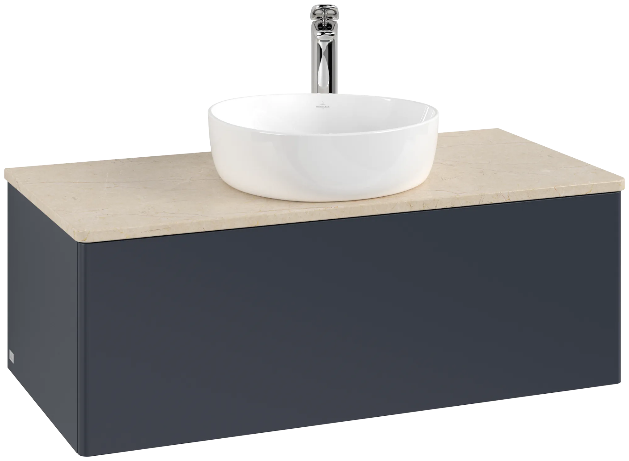 Bild von VILLEROY BOCH Antao Waschbeckenunterschrank, 1 Auszug, 1000 x 360 x 500 mm, Front ohne Struktur, Midnight Blue Matt Lacquer / Botticino #K31053HG
