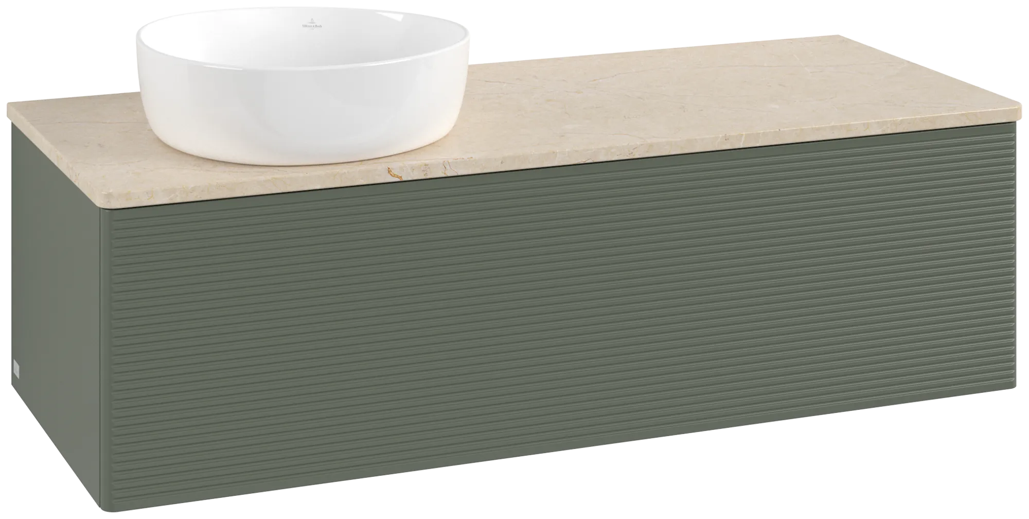 Bild von VILLEROY BOCH Antao Waschbeckenunterschrank, 1 Auszug, 1200 x 360 x 500 mm, Front mit Struktur, Leaf Green Matt Lacquer / Botticino #K33113HL