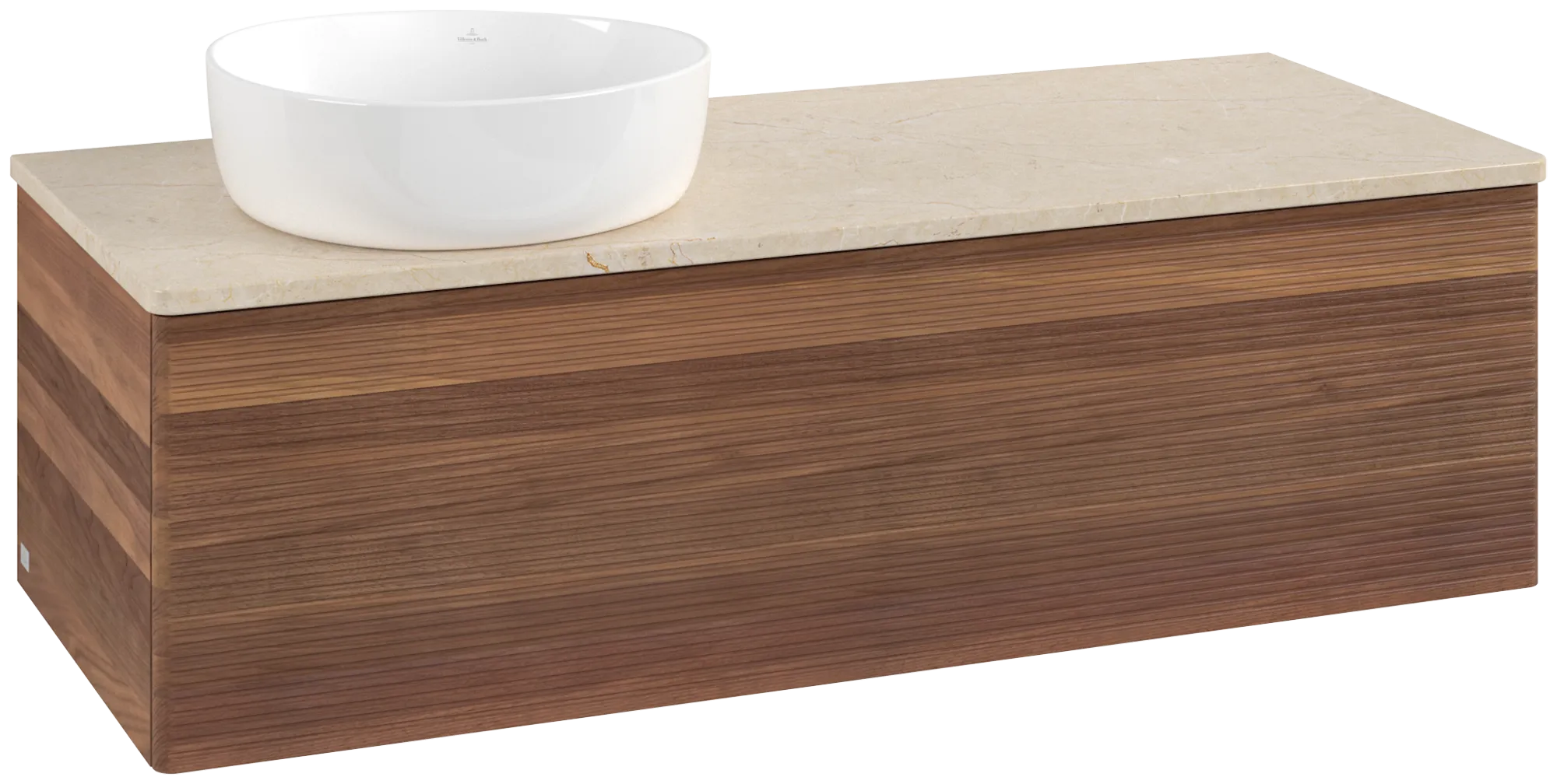 Bild von VILLEROY BOCH Antao Waschbeckenunterschrank, 1 Auszug, 1200 x 360 x 500 mm, Front mit Struktur, Warm Walnut / Botticino #K33113HM