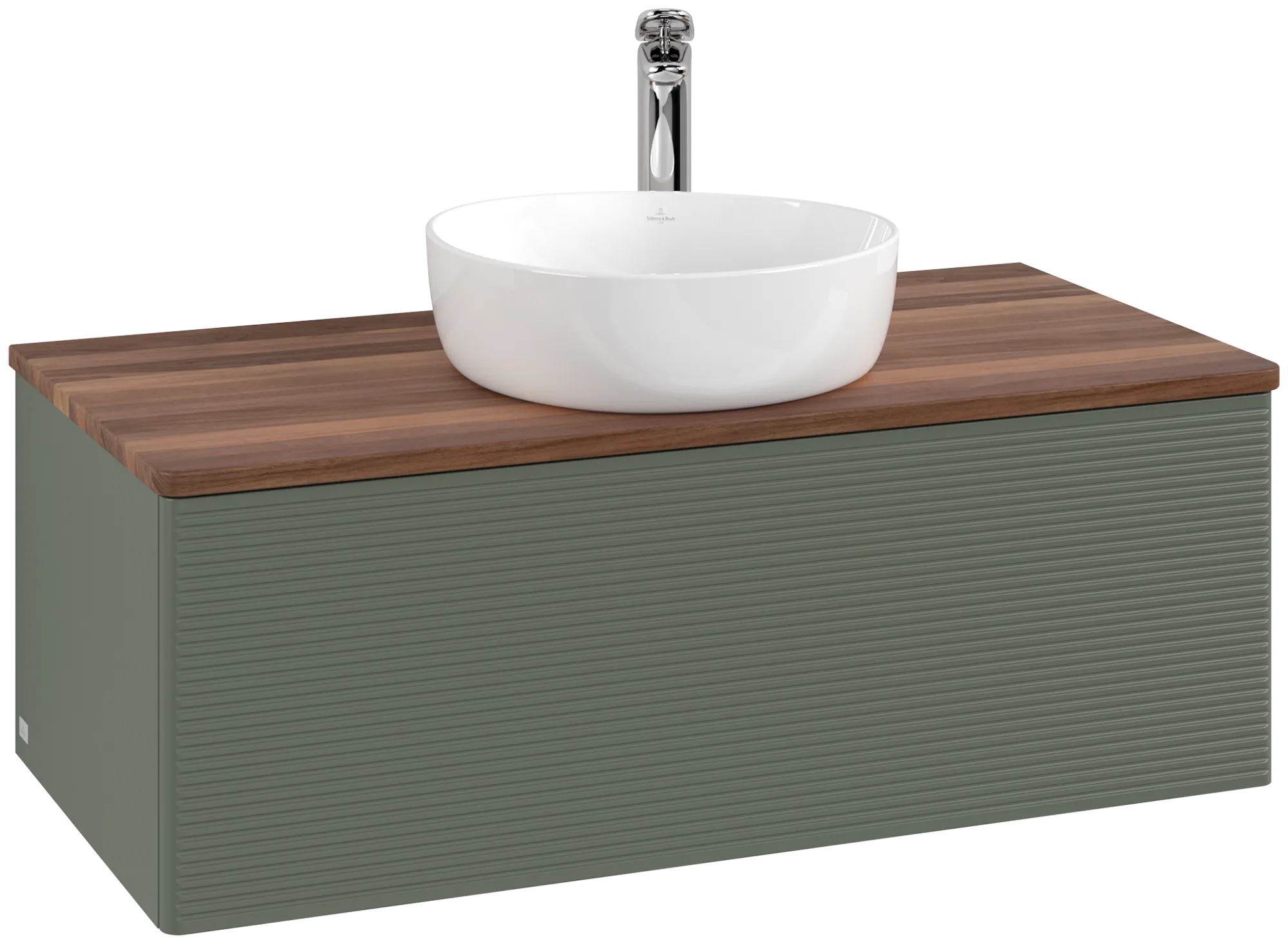 Bild von VILLEROY BOCH Antao Waschbeckenunterschrank, 1 Auszug, 1000 x 360 x 500 mm, Front mit Struktur, Leaf Green Matt Lacquer / Warm Walnut #K31152HL