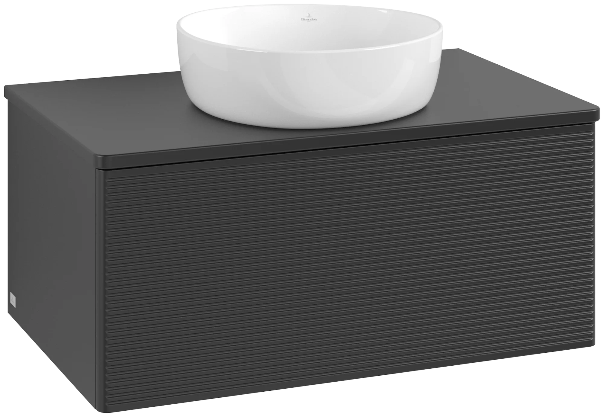 Bild von VILLEROY BOCH Antao Waschbeckenunterschrank, 1 Auszug, 800 x 360 x 500 mm, Front mit Struktur, Black Matt Lacquer / Black Matt Lacquer #K30150PD
