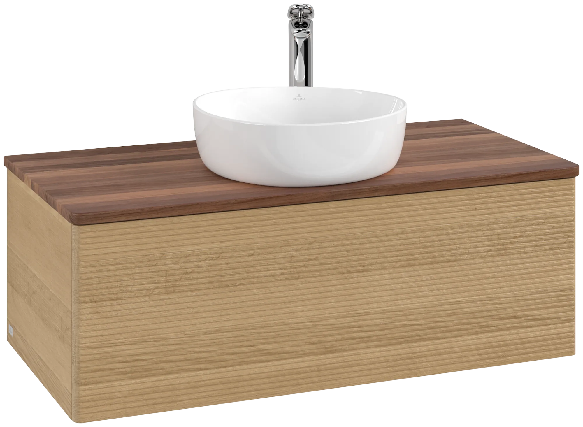 Bild von VILLEROY BOCH Antao Waschbeckenunterschrank, 1 Auszug, 1000 x 360 x 500 mm, Front mit Struktur, Honey Oak / Warm Walnut #K31152HN