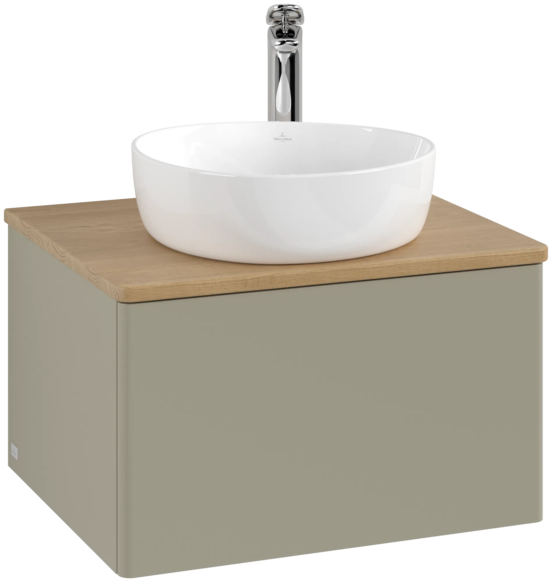 Bild von VILLEROY BOCH Antao Waschbeckenunterschrank, 1 Auszug, 600 x 360 x 500 mm, Front ohne Struktur, Stone Grey Matt Lacquer / Honey Oak #K29051HK