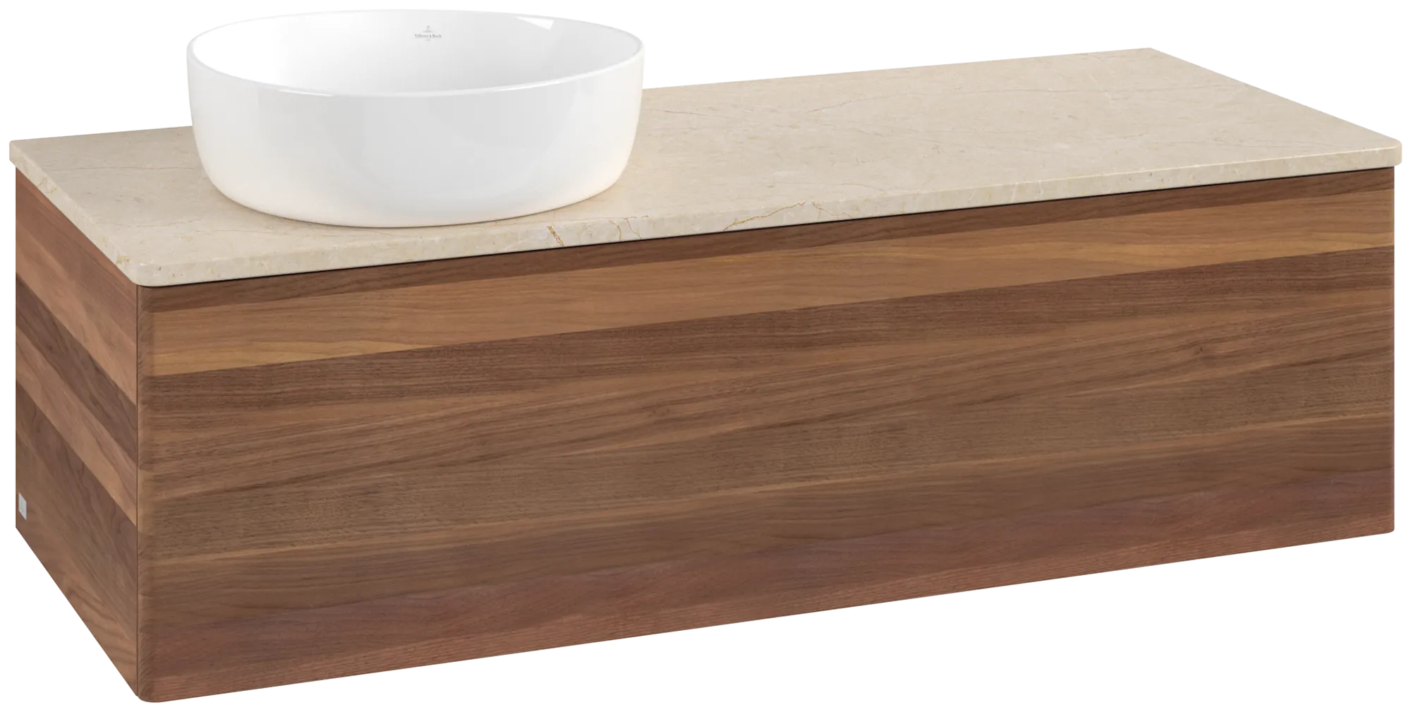 Bild von VILLEROY BOCH Antao Waschbeckenunterschrank, 1 Auszug, 1200 x 360 x 500 mm, Front ohne Struktur, Warm Walnut / Botticino #K33013HM