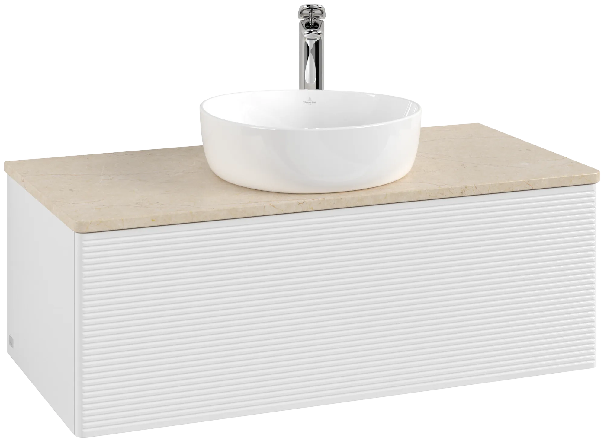 Bild von VILLEROY BOCH Antao Waschbeckenunterschrank, 1 Auszug, 1000 x 360 x 500 mm, Front mit Struktur, Glossy White Lacquer / Botticino #K31153GF