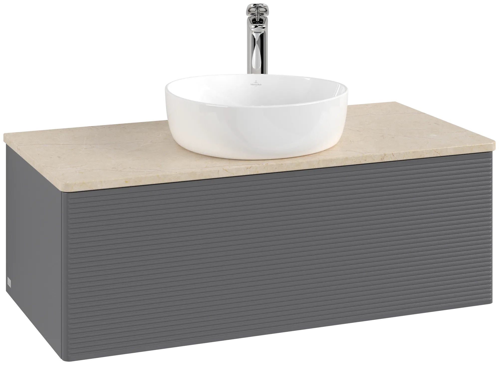Bild von VILLEROY BOCH Antao Waschbeckenunterschrank, 1 Auszug, 1000 x 360 x 500 mm, Front mit Struktur, Anthracite Matt Lacquer / Botticino #K31153GK