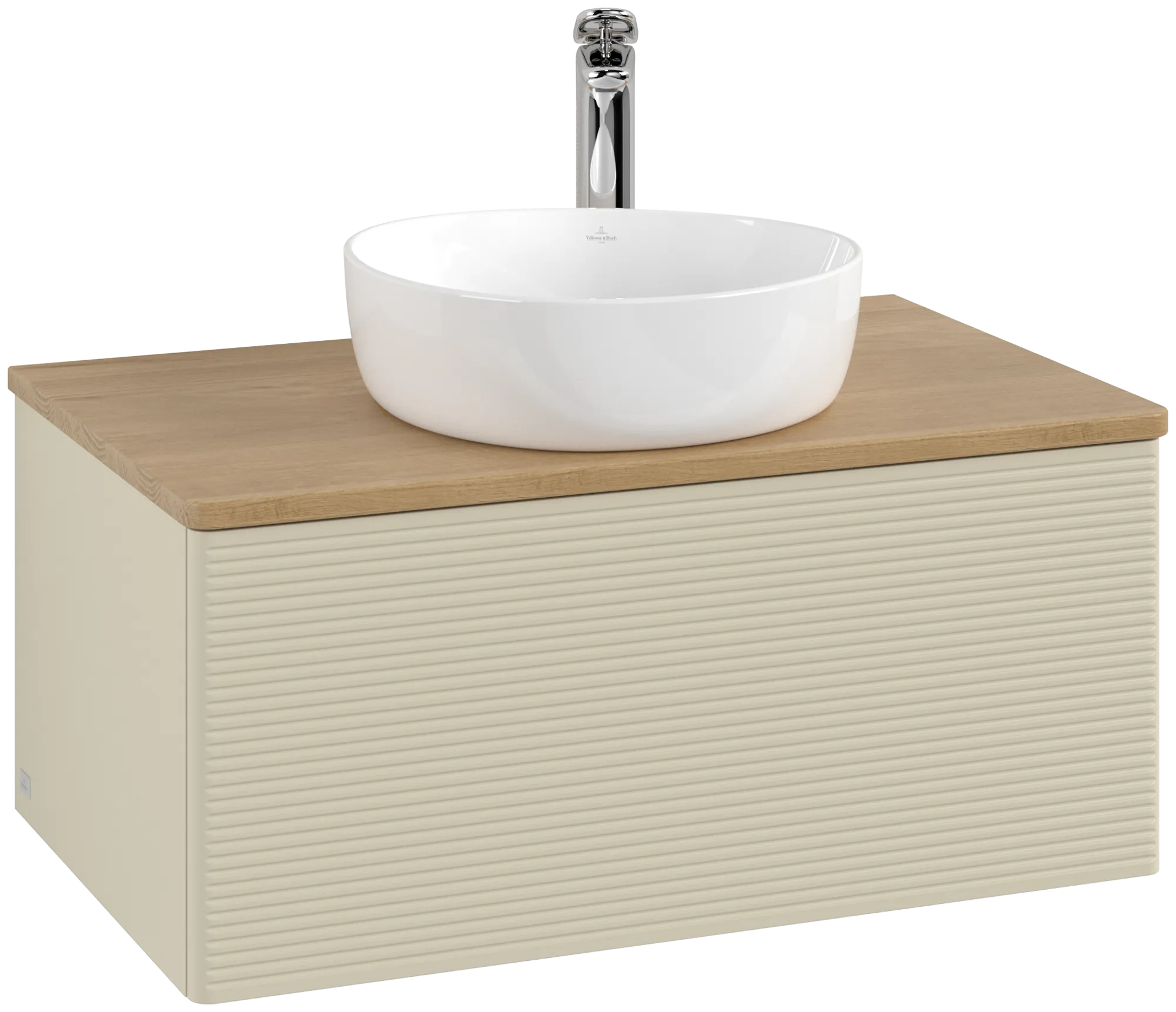 Bild von VILLEROY BOCH Antao Waschbeckenunterschrank, 1 Auszug, 800 x 360 x 500 mm, Front mit Struktur, Silk Grey Matt Lacquer / Honey Oak #K30151HJ