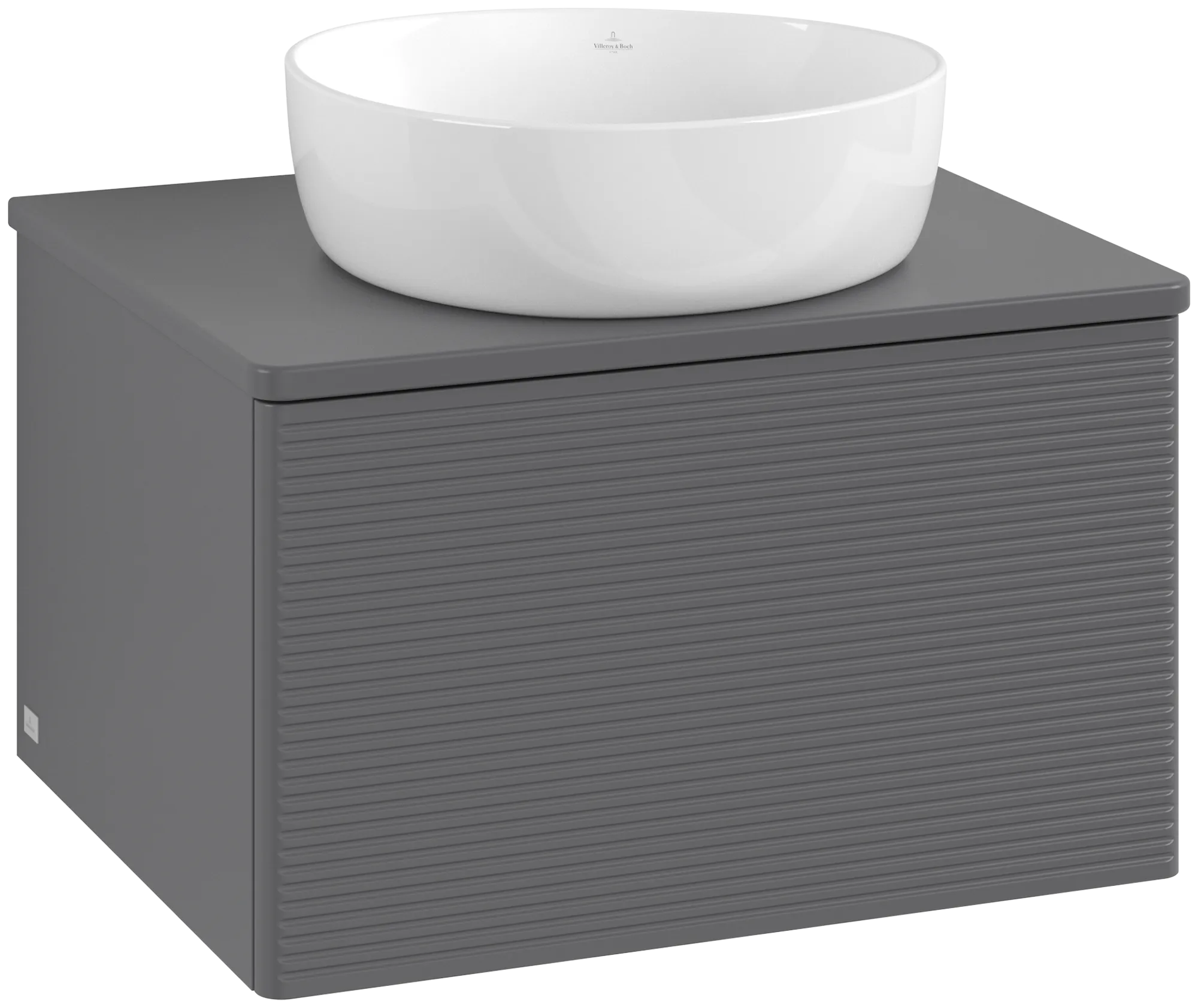 Bild von VILLEROY BOCH Antao Waschbeckenunterschrank, 1 Auszug, 600 x 360 x 500 mm, Front mit Struktur, Anthracite Matt Lacquer / Anthracite Matt Lacquer #K29150GK