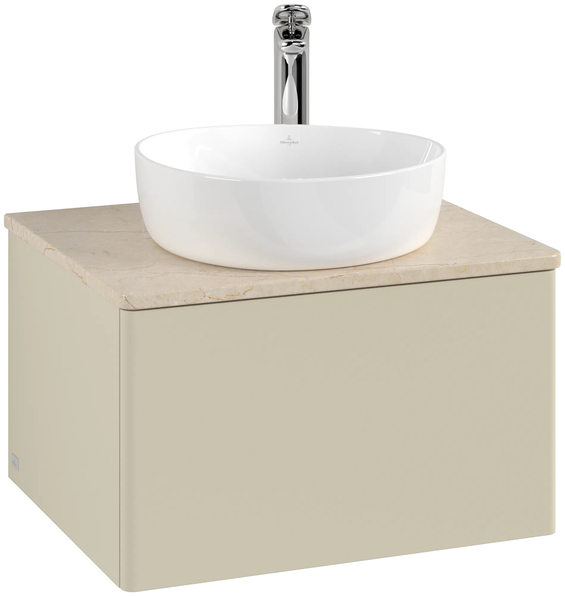 Bild von VILLEROY BOCH Antao Waschbeckenunterschrank, 1 Auszug, 600 x 360 x 500 mm, Front ohne Struktur, Silk Grey Matt Lacquer / Botticino #K29053HJ