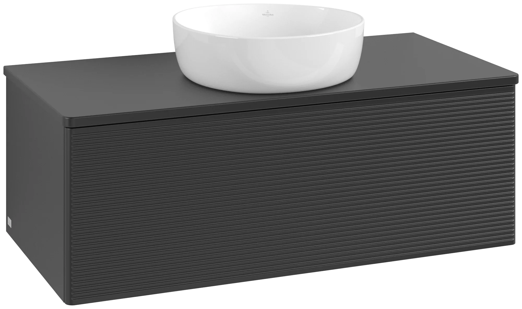 Bild von VILLEROY BOCH Antao Waschbeckenunterschrank, 1 Auszug, 1000 x 360 x 500 mm, Front mit Struktur, Black Matt Lacquer / Black Matt Lacquer #K31150PD