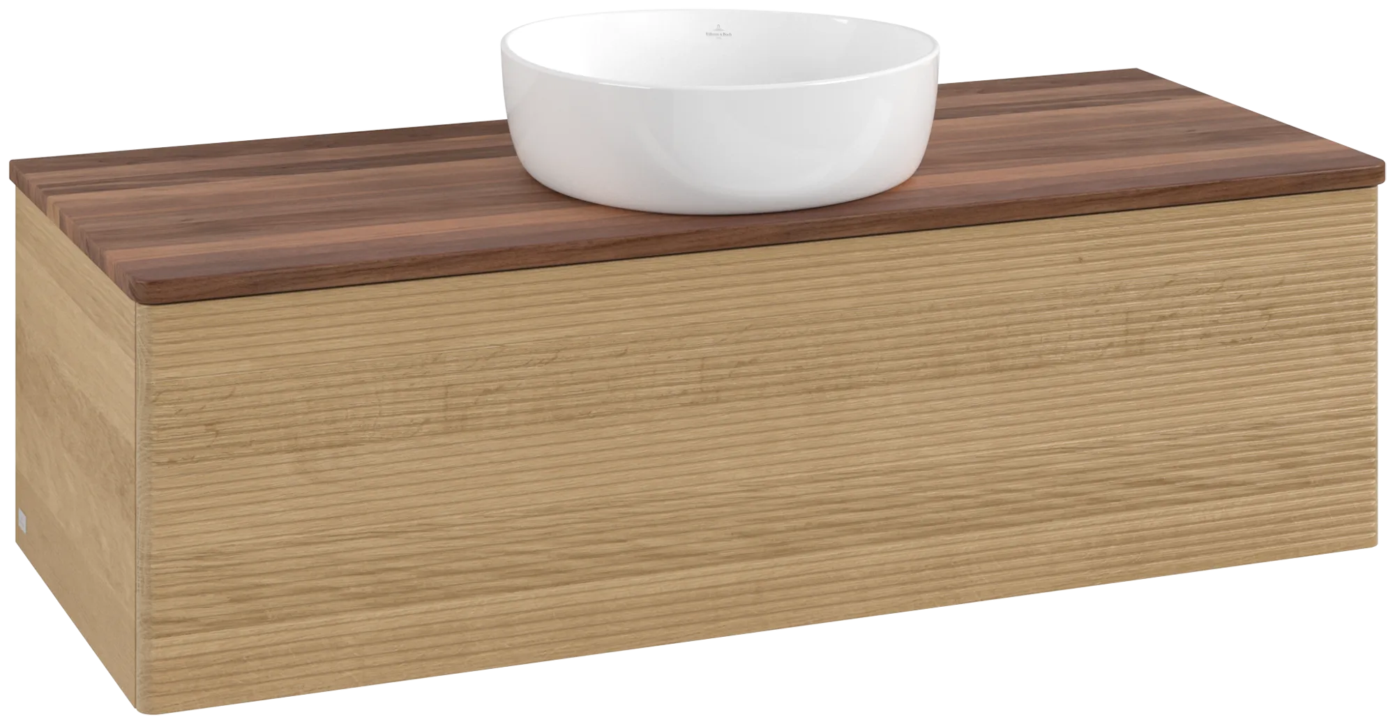 Bild von VILLEROY BOCH Antao Waschbeckenunterschrank, 1 Auszug, 1200 x 360 x 500 mm, Front mit Struktur, Honey Oak / Warm Walnut #K32112HN