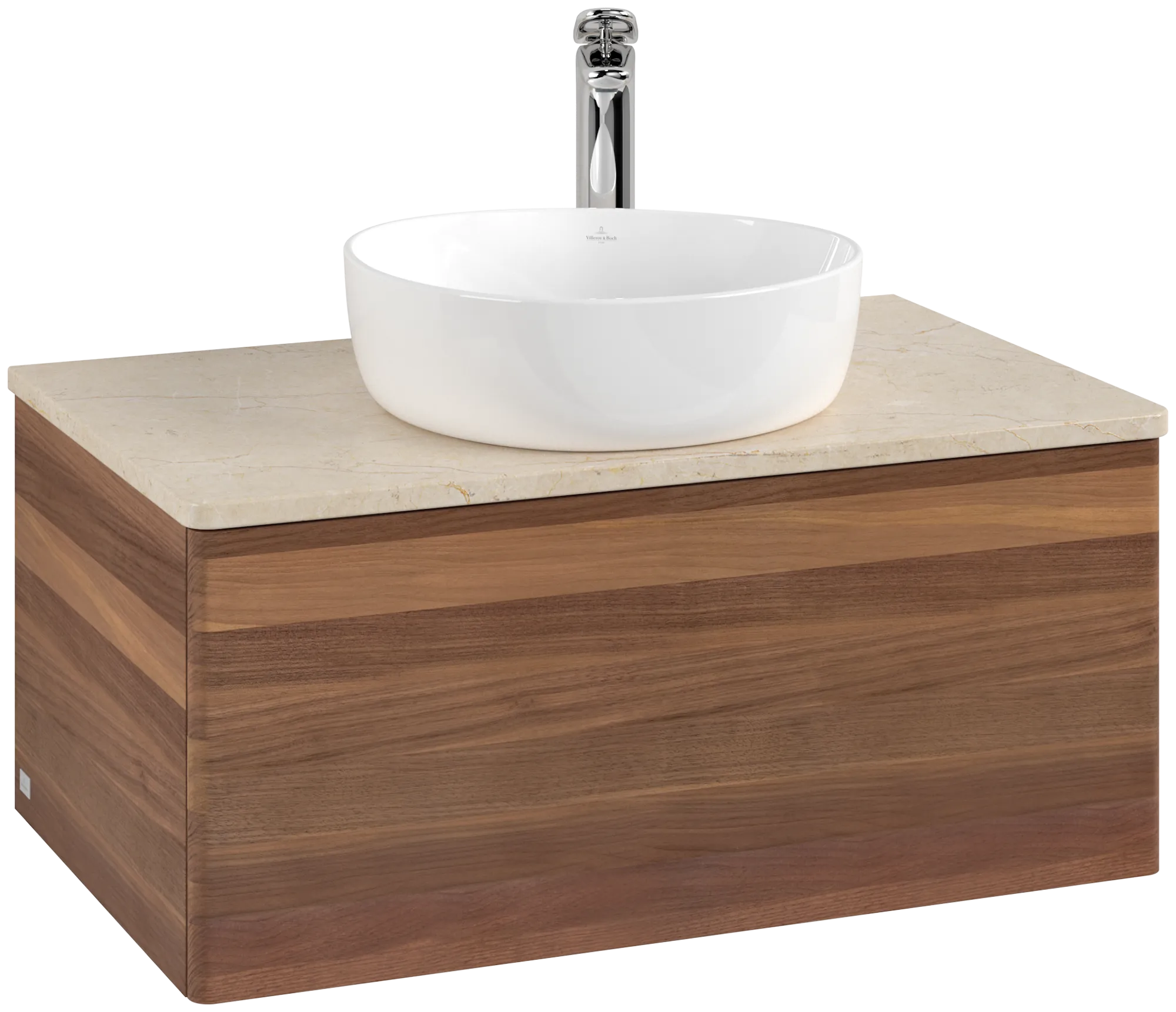 Bild von VILLEROY BOCH Antao Waschbeckenunterschrank, 1 Auszug, 800 x 360 x 500 mm, Front ohne Struktur, Warm Walnut / Botticino #K30053HM