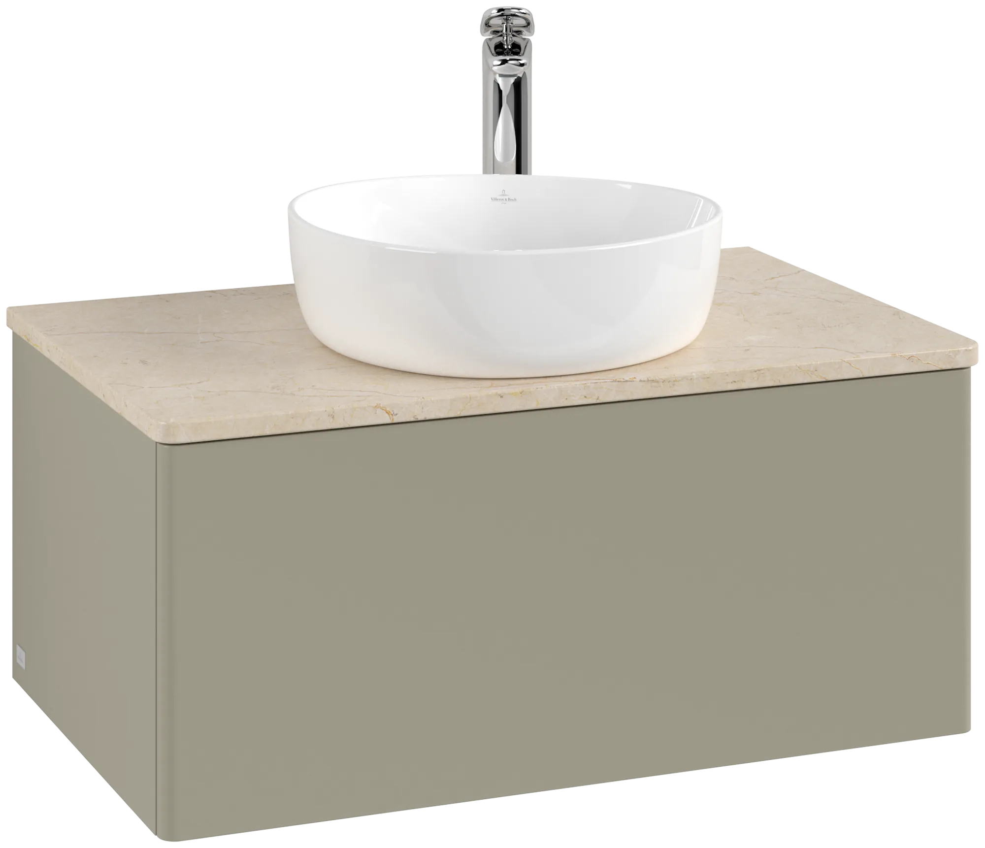 Bild von VILLEROY BOCH Antao Waschbeckenunterschrank, 1 Auszug, 800 x 360 x 500 mm, Front ohne Struktur, Stone Grey Matt Lacquer / Botticino #K30053HK