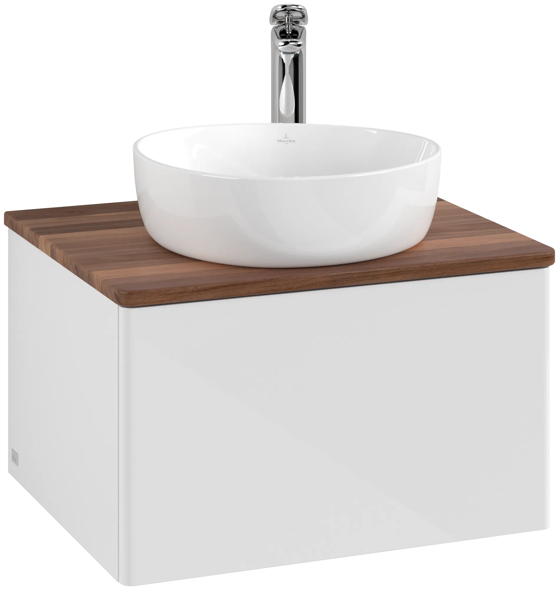 Bild von VILLEROY BOCH Antao Waschbeckenunterschrank, 1 Auszug, 600 x 360 x 500 mm, Front ohne Struktur, Glossy White Lacquer / Warm Walnut #K29052GF
