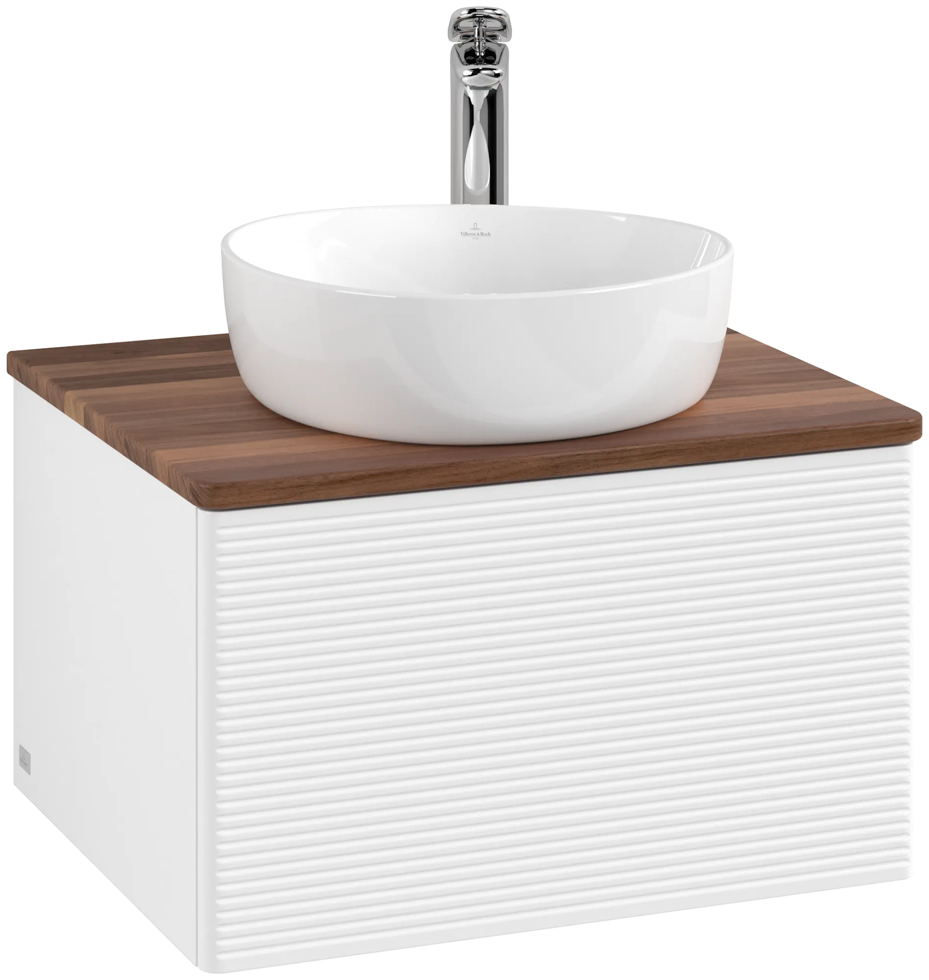 Bild von VILLEROY BOCH Antao Waschbeckenunterschrank, 1 Auszug, 600 x 360 x 500 mm, Front mit Struktur, White Matt Lacquer / Warm Walnut #K29152MT