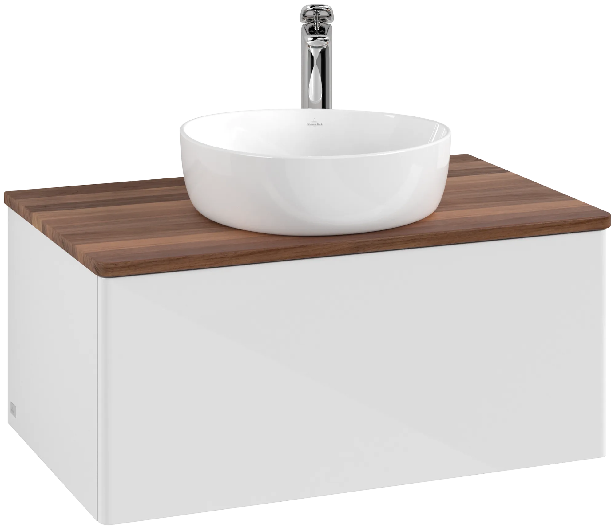 Bild von VILLEROY BOCH Antao Waschbeckenunterschrank, 1 Auszug, 800 x 360 x 500 mm, Front ohne Struktur, Glossy White Lacquer / Warm Walnut #K30052GF