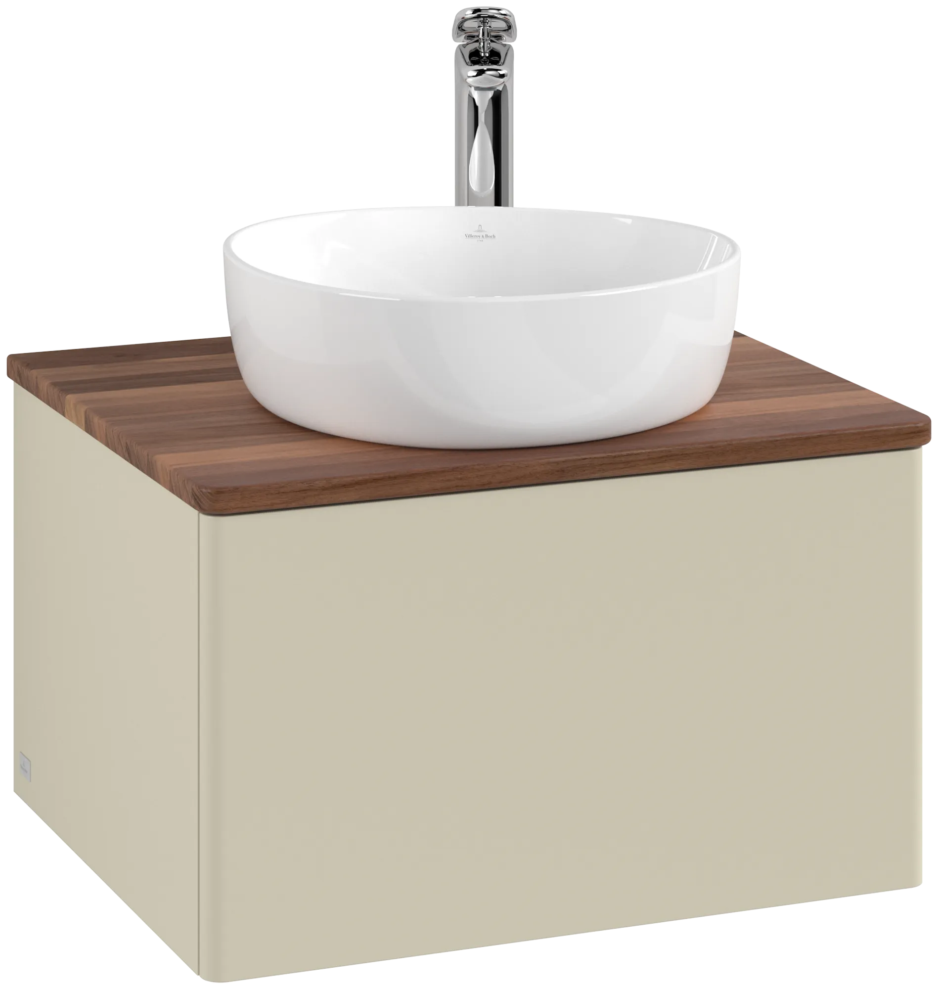 Picture of VILLEROY BOCH Antao Vanity unit, 1 pull-out compartment, 600 x 360 x 500 mm, Front without structure, Silk Grey Matt Lacquer / Warm Walnut #K29052HJ