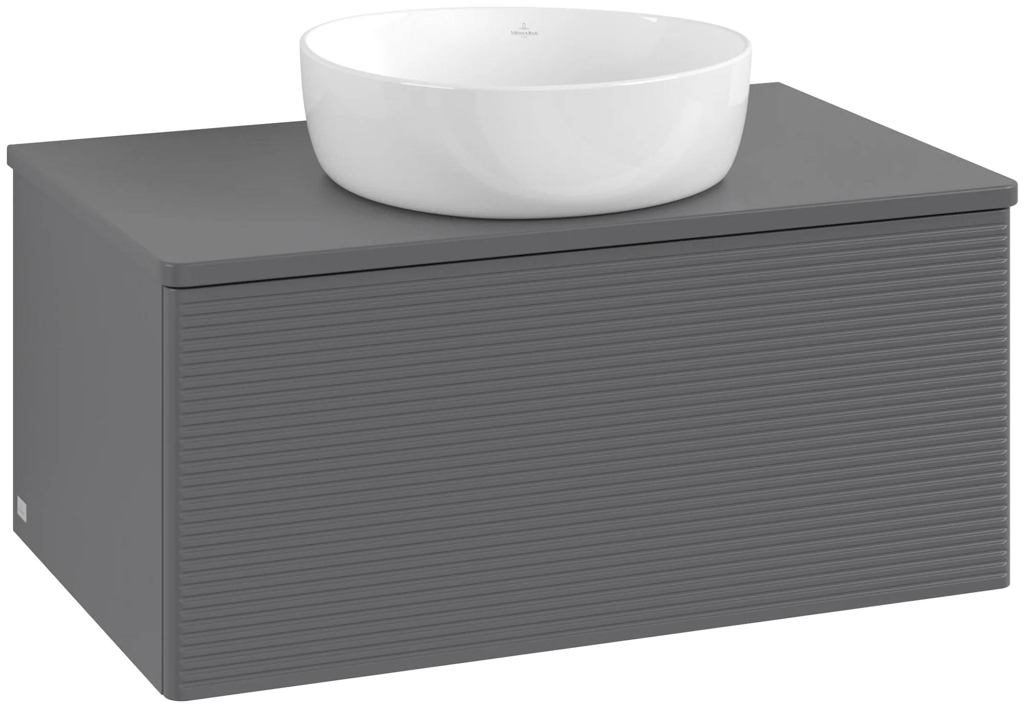Bild von VILLEROY BOCH Antao Waschbeckenunterschrank, 1 Auszug, 800 x 360 x 500 mm, Front mit Struktur, Anthracite Matt Lacquer / Anthracite Matt Lacquer #K30150GK