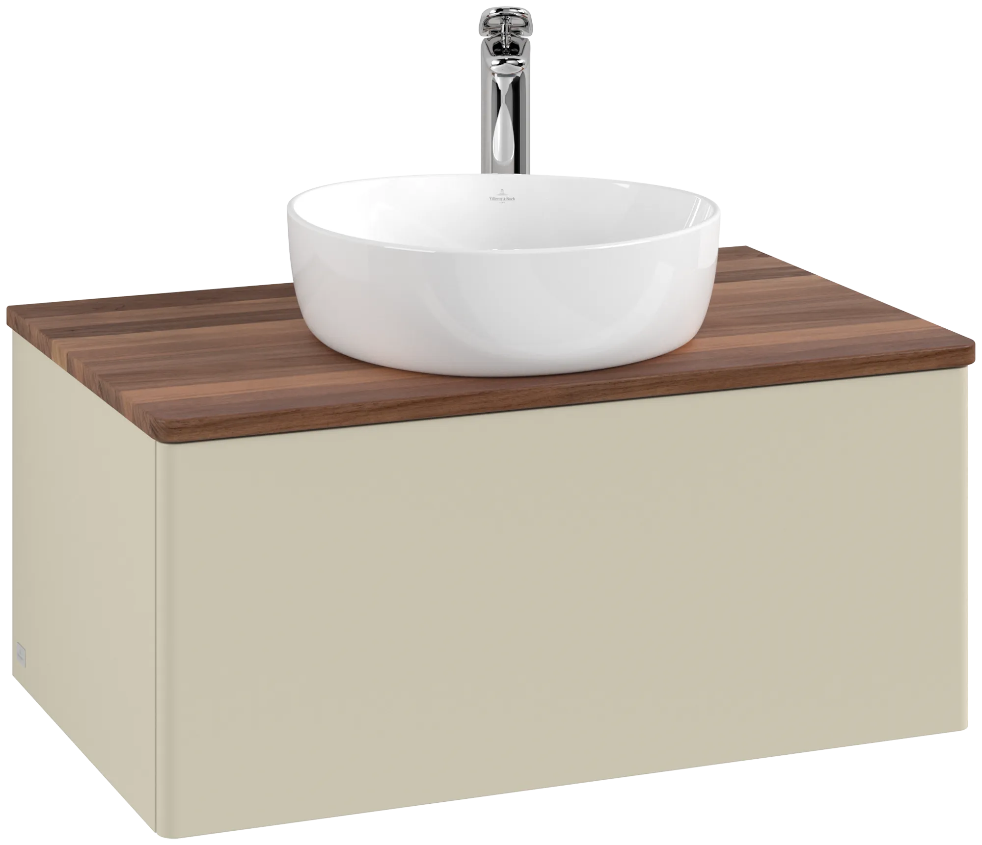 Bild von VILLEROY BOCH Antao Waschbeckenunterschrank, 1 Auszug, 800 x 360 x 500 mm, Front ohne Struktur, Silk Grey Matt Lacquer / Warm Walnut #K30052HJ