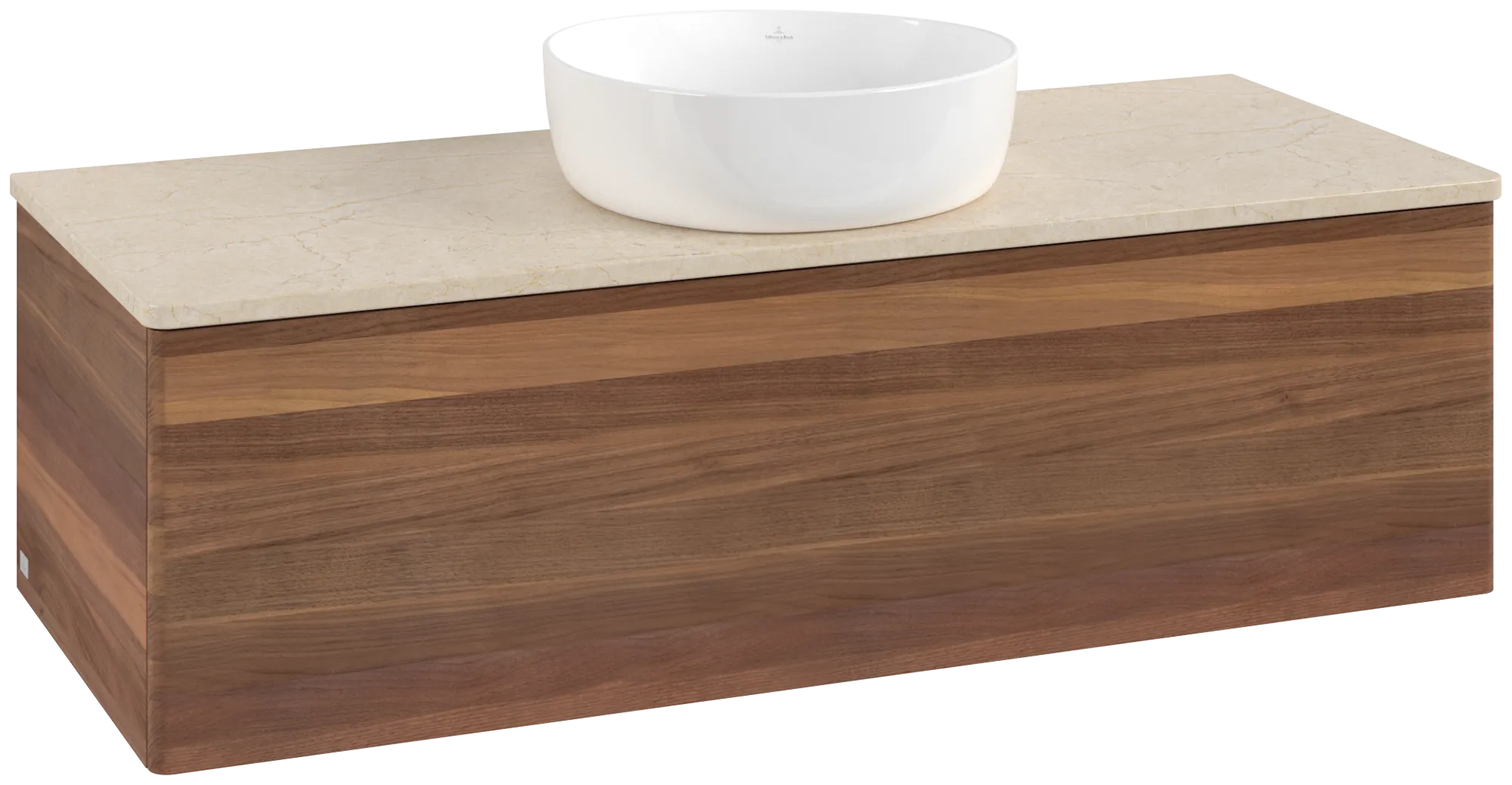 Bild von VILLEROY BOCH Antao Waschbeckenunterschrank, 1 Auszug, 1200 x 360 x 500 mm, Front ohne Struktur, Warm Walnut / Botticino #K32013HM