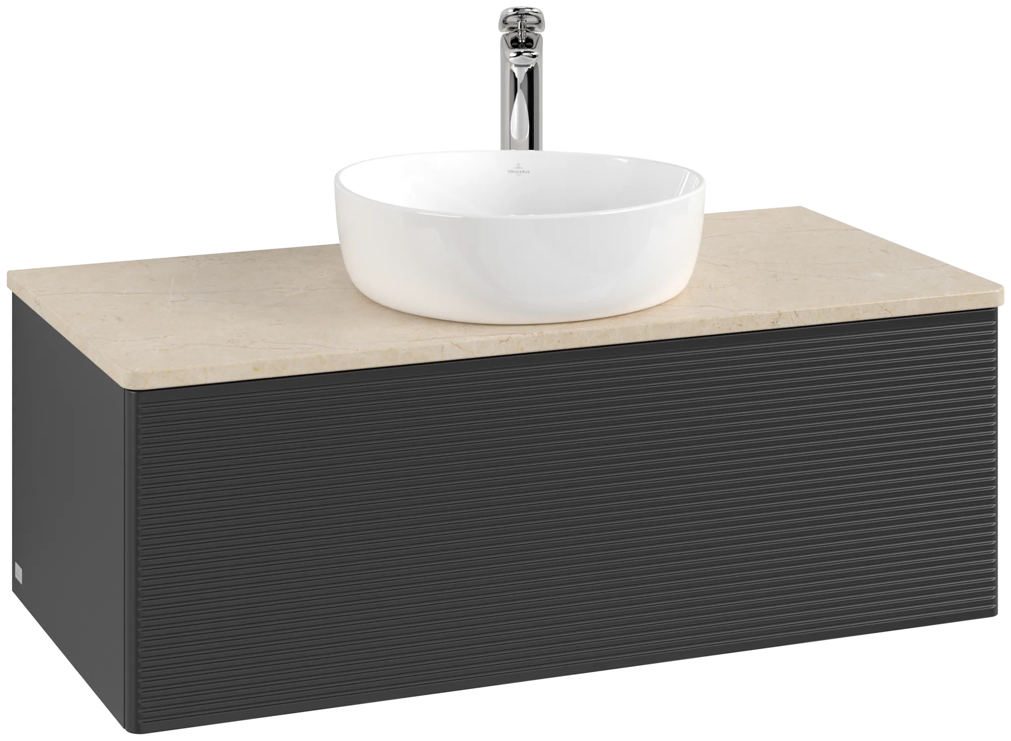 Bild von VILLEROY BOCH Antao Waschbeckenunterschrank, 1 Auszug, 1000 x 360 x 500 mm, Front mit Struktur, Black Matt Lacquer / Botticino #K31153PD