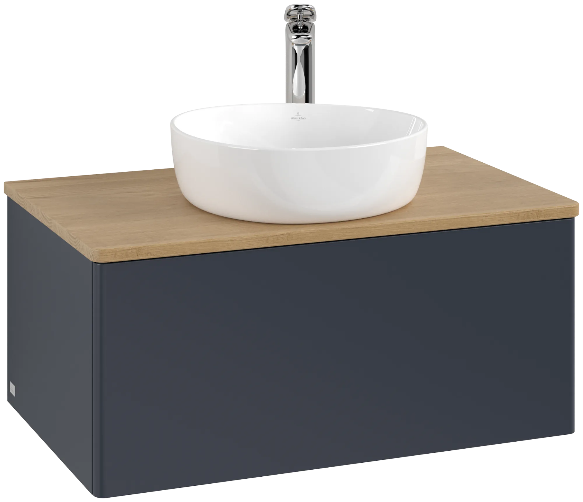 Bild von VILLEROY BOCH Antao Waschbeckenunterschrank, 1 Auszug, 800 x 360 x 500 mm, Front ohne Struktur, Midnight Blue Matt Lacquer / Honey Oak #K30051HG