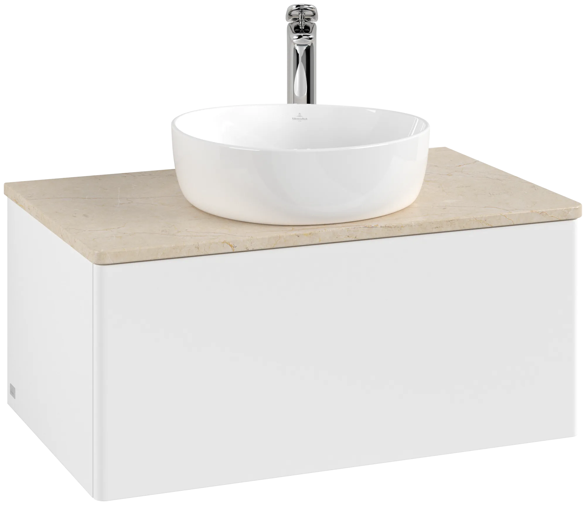 Bild von VILLEROY BOCH Antao Waschbeckenunterschrank, 1 Auszug, 800 x 360 x 500 mm, Front ohne Struktur, White Matt Lacquer / Botticino #K30053MT
