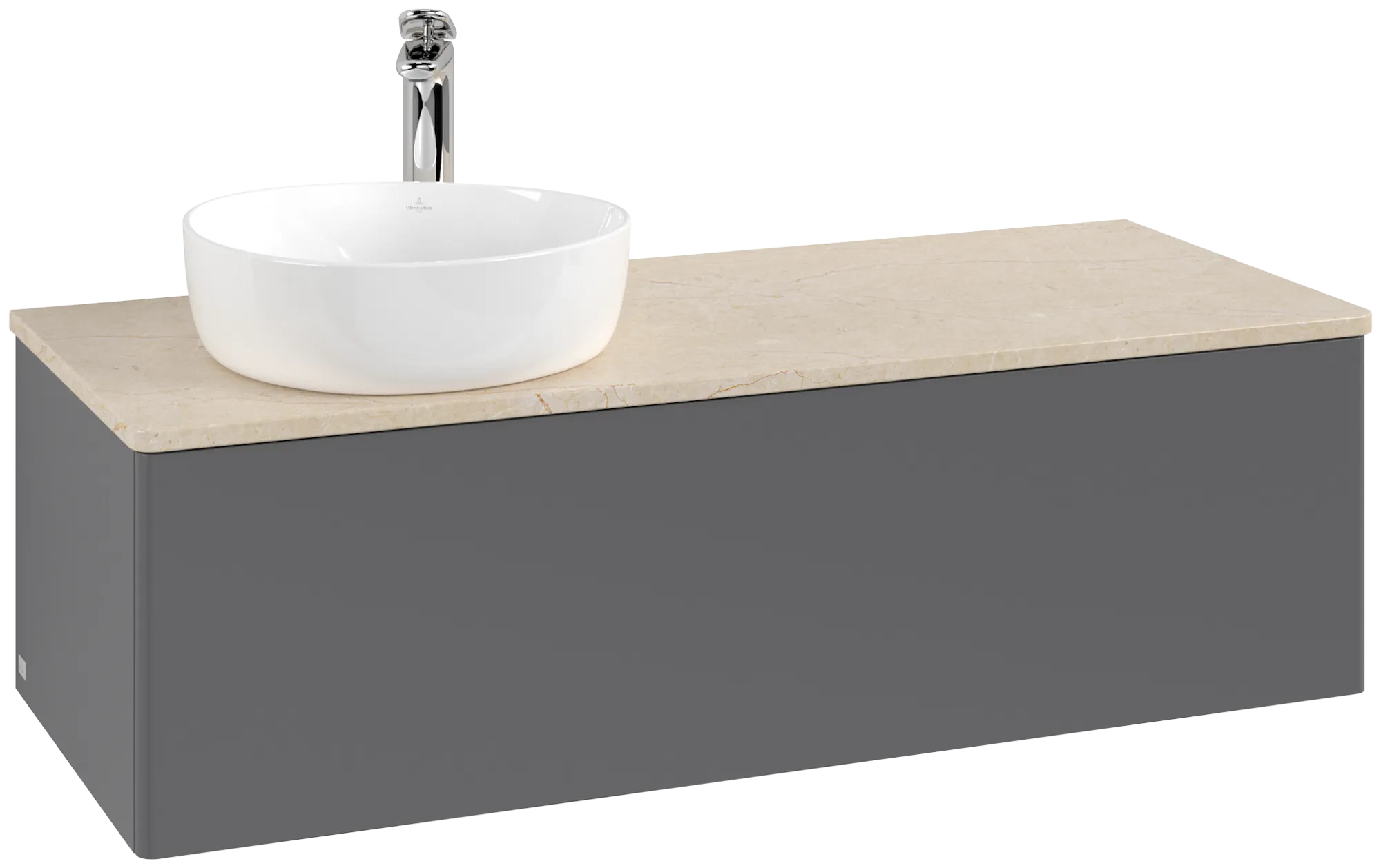 Bild von VILLEROY BOCH Antao Waschbeckenunterschrank, 1 Auszug, 1200 x 360 x 500 mm, Front ohne Struktur, Anthracite Matt Lacquer / Botticino #K33053GK