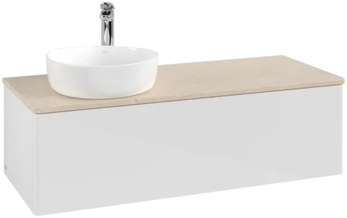 Bild von VILLEROY BOCH Antao Waschbeckenunterschrank, 1 Auszug, 1200 x 360 x 500 mm, Front ohne Struktur, Glossy White Lacquer / Botticino #K33053GF